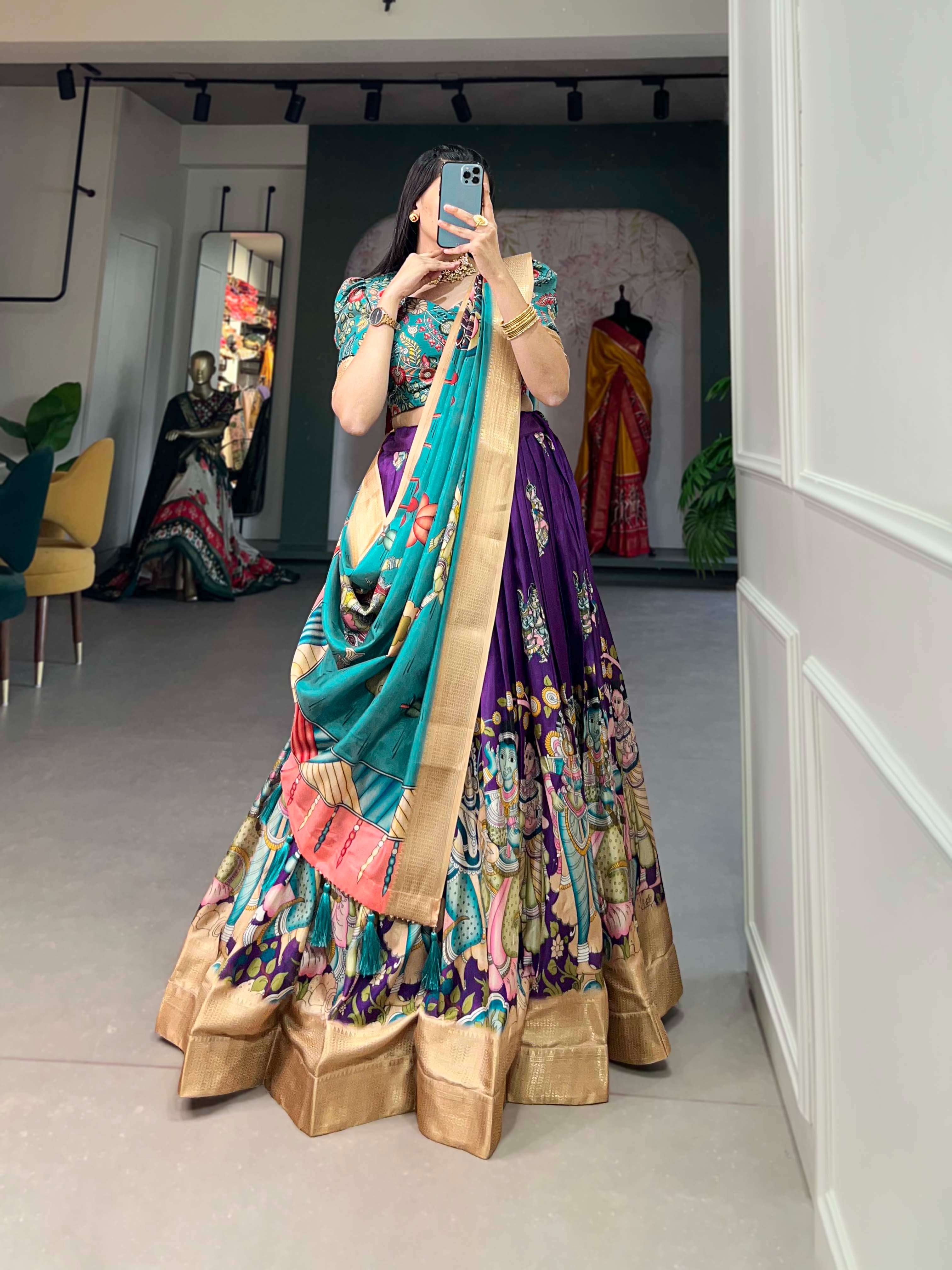 Dola Silk Kalamkari Print Lehengha Choli