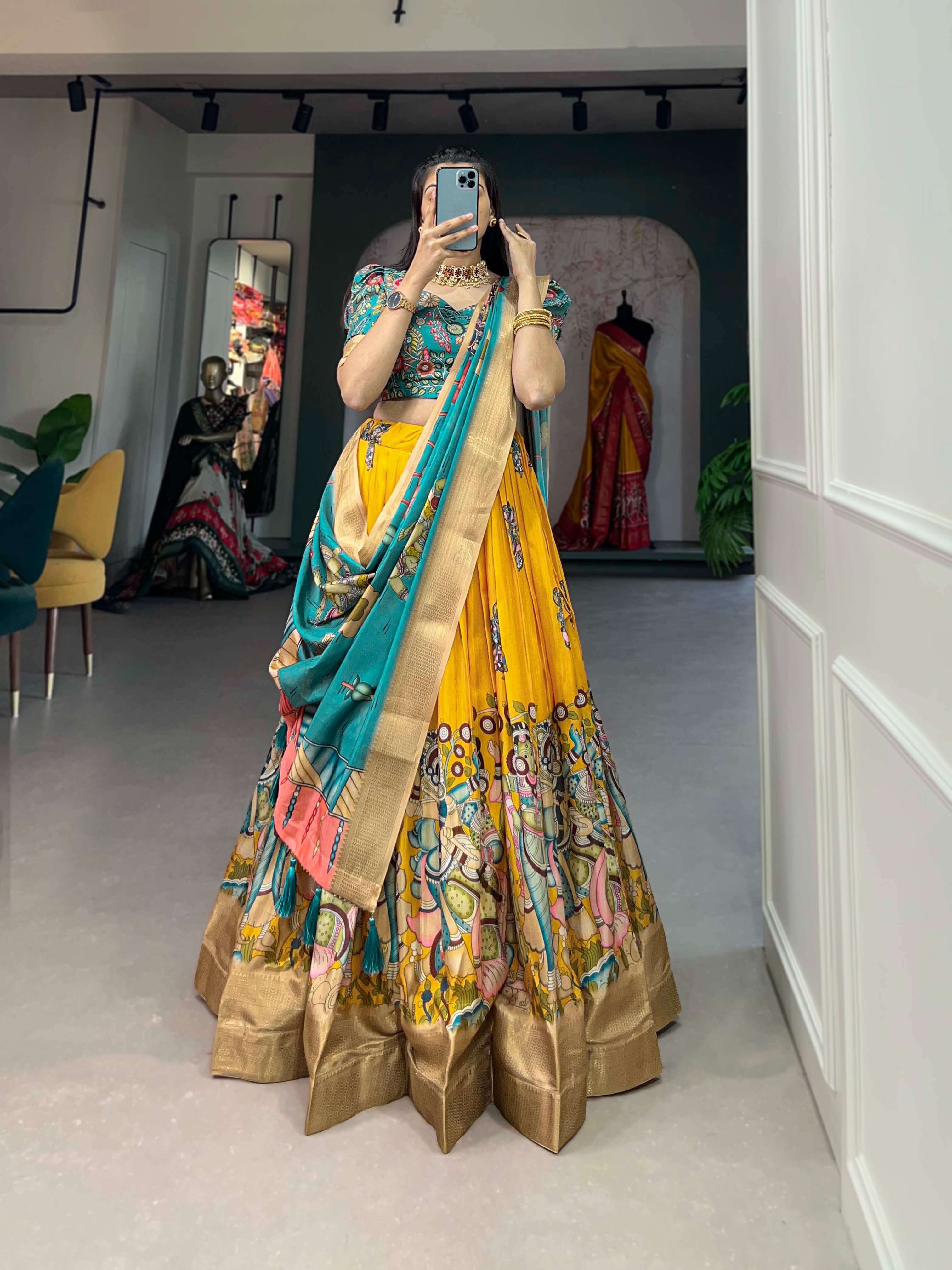 Dola Silk Kalamkari Print Lehengha Choli
