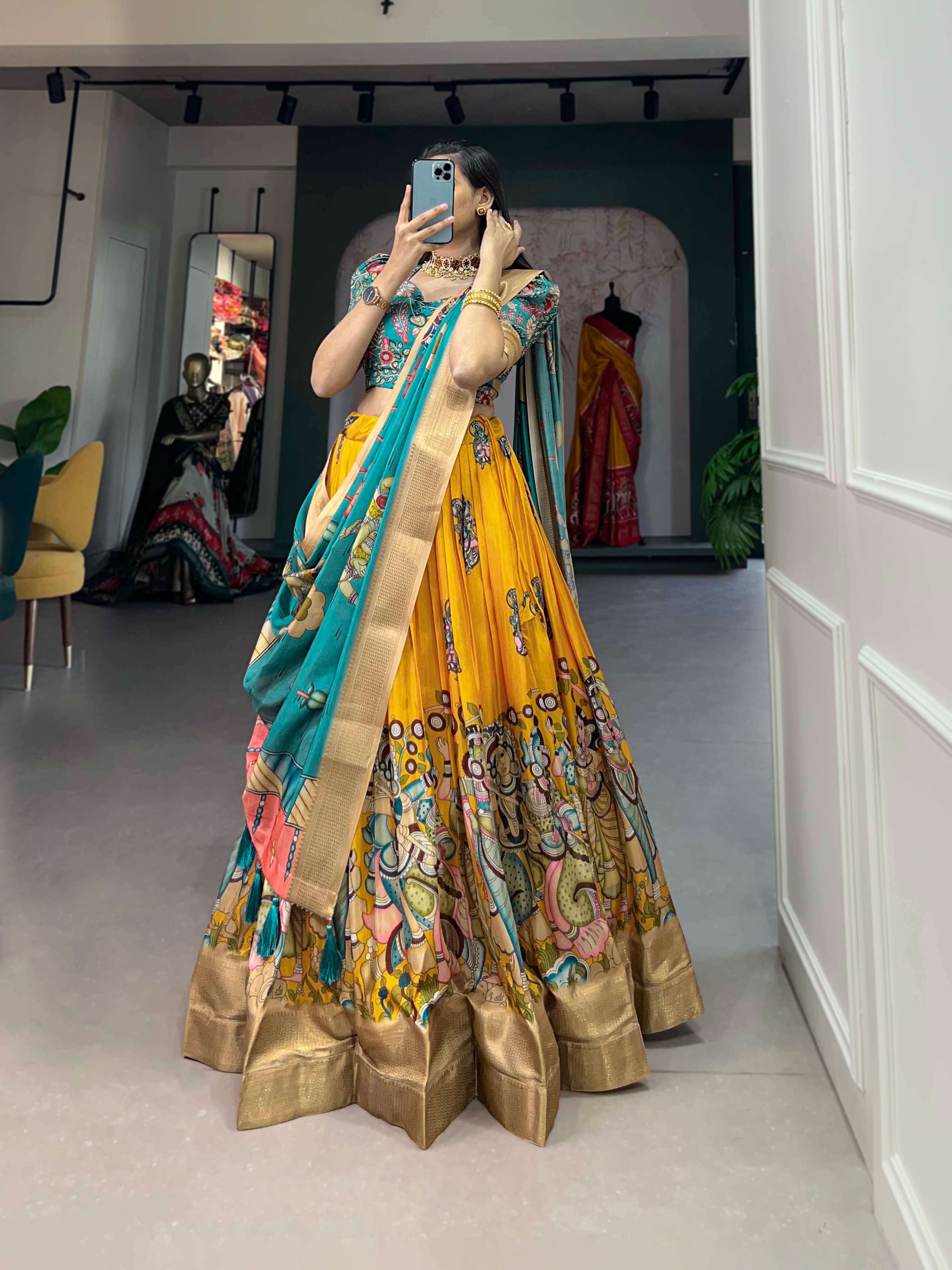 Dola Silk Kalamkari Print Lehengha Choli