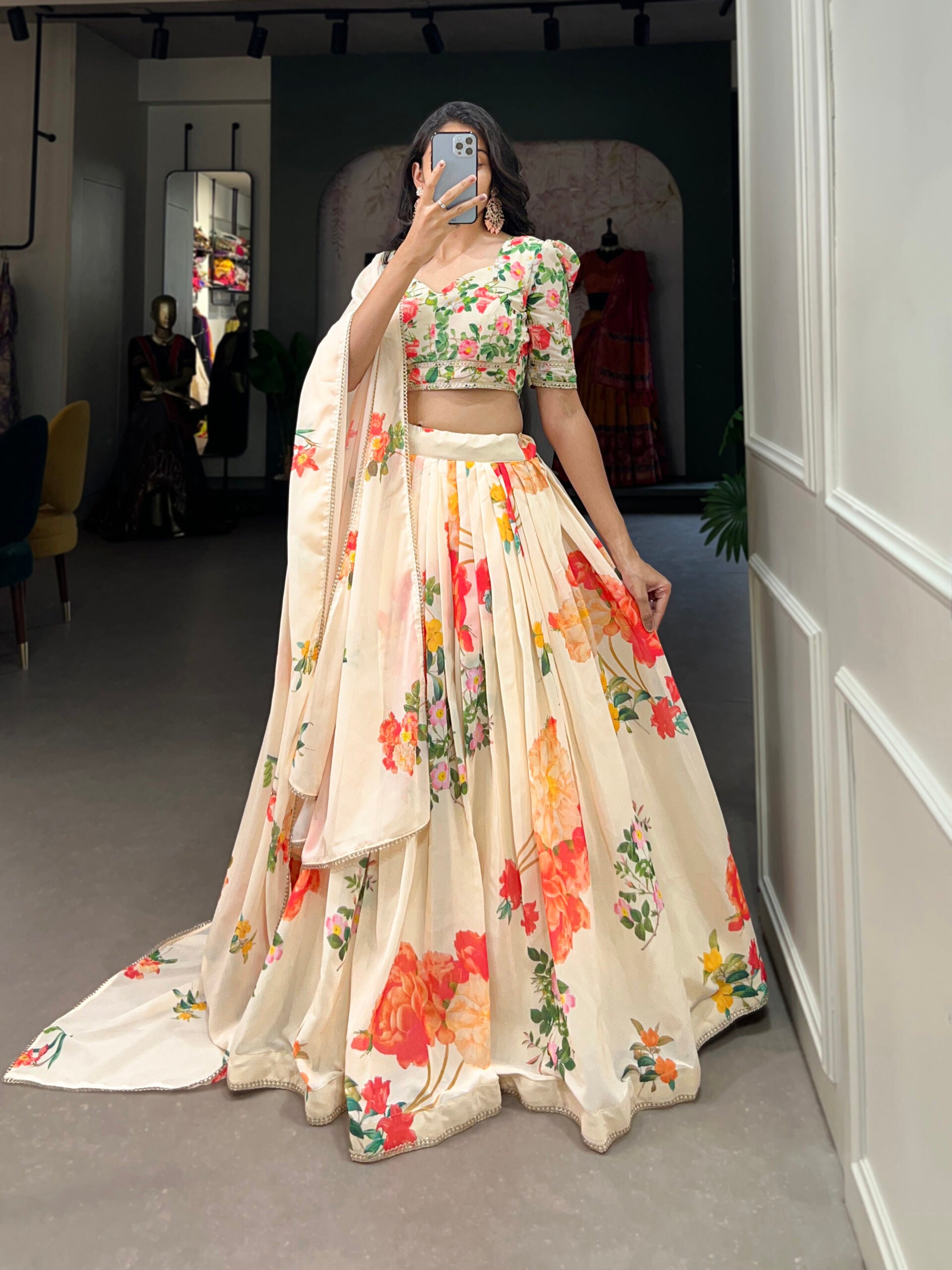 Floral Print Lehenga Choli