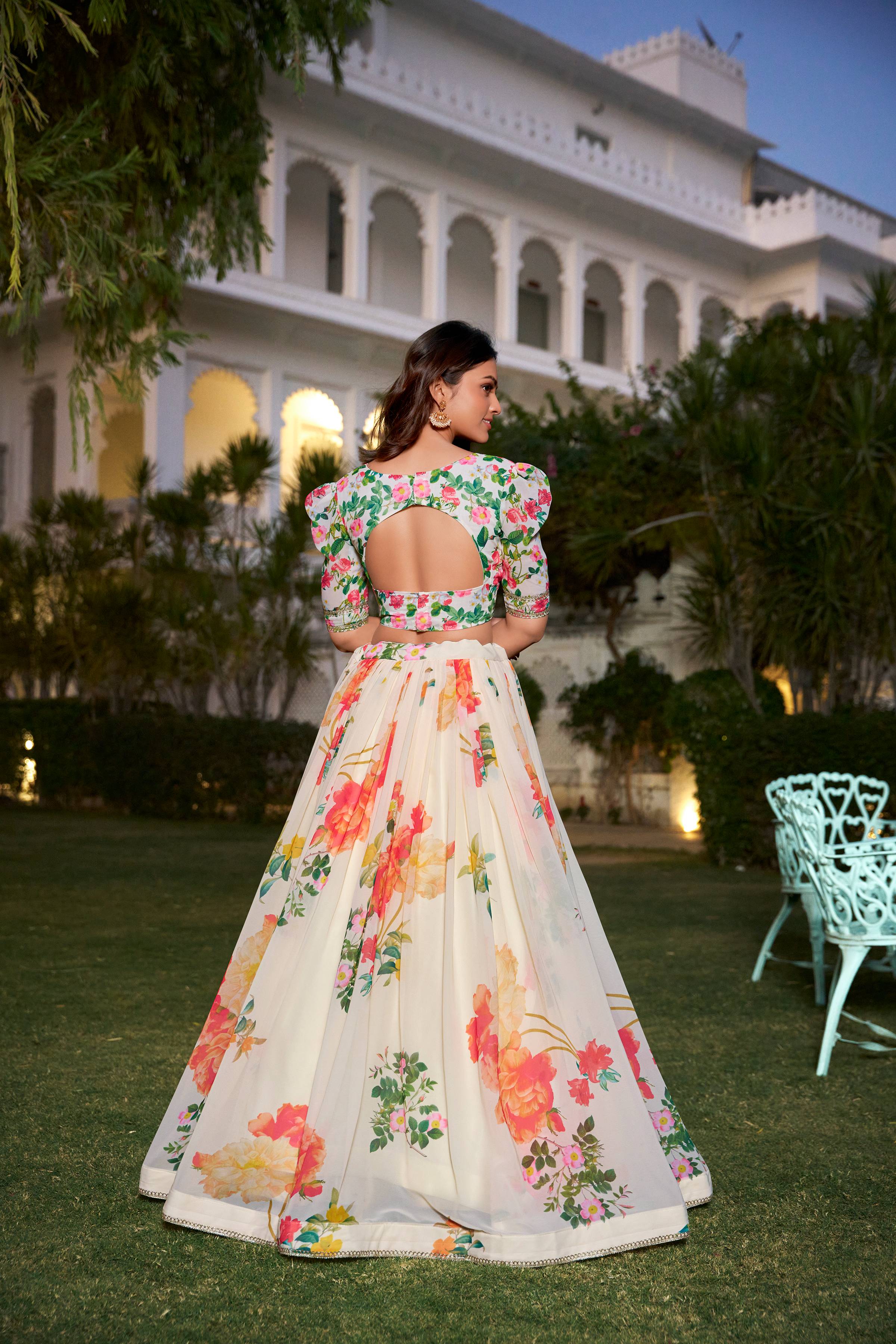 Floral Print Georgette Lehenga Choli