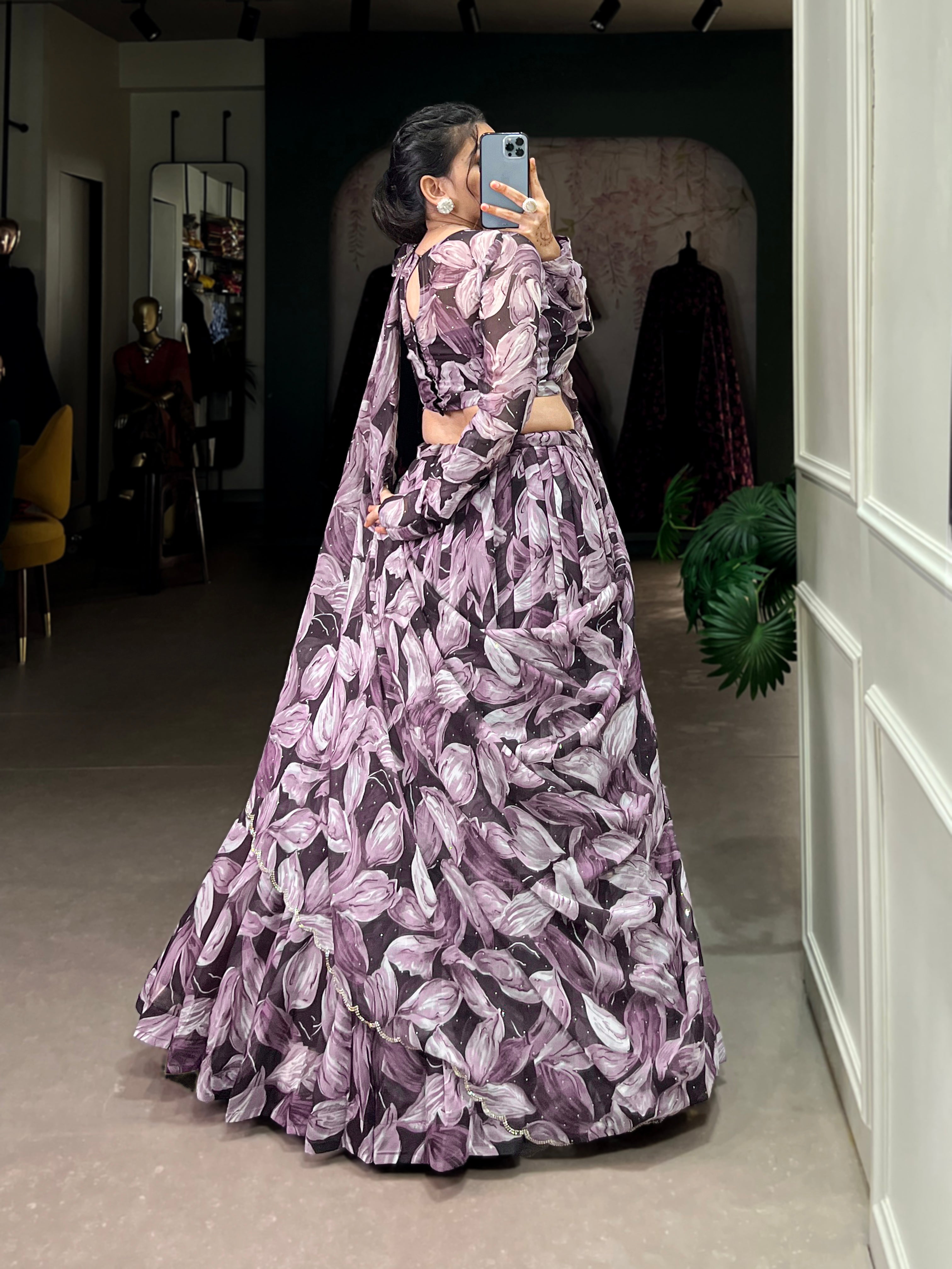 Glamorous Tabby Silk Hotfix Printed Lehenga Series