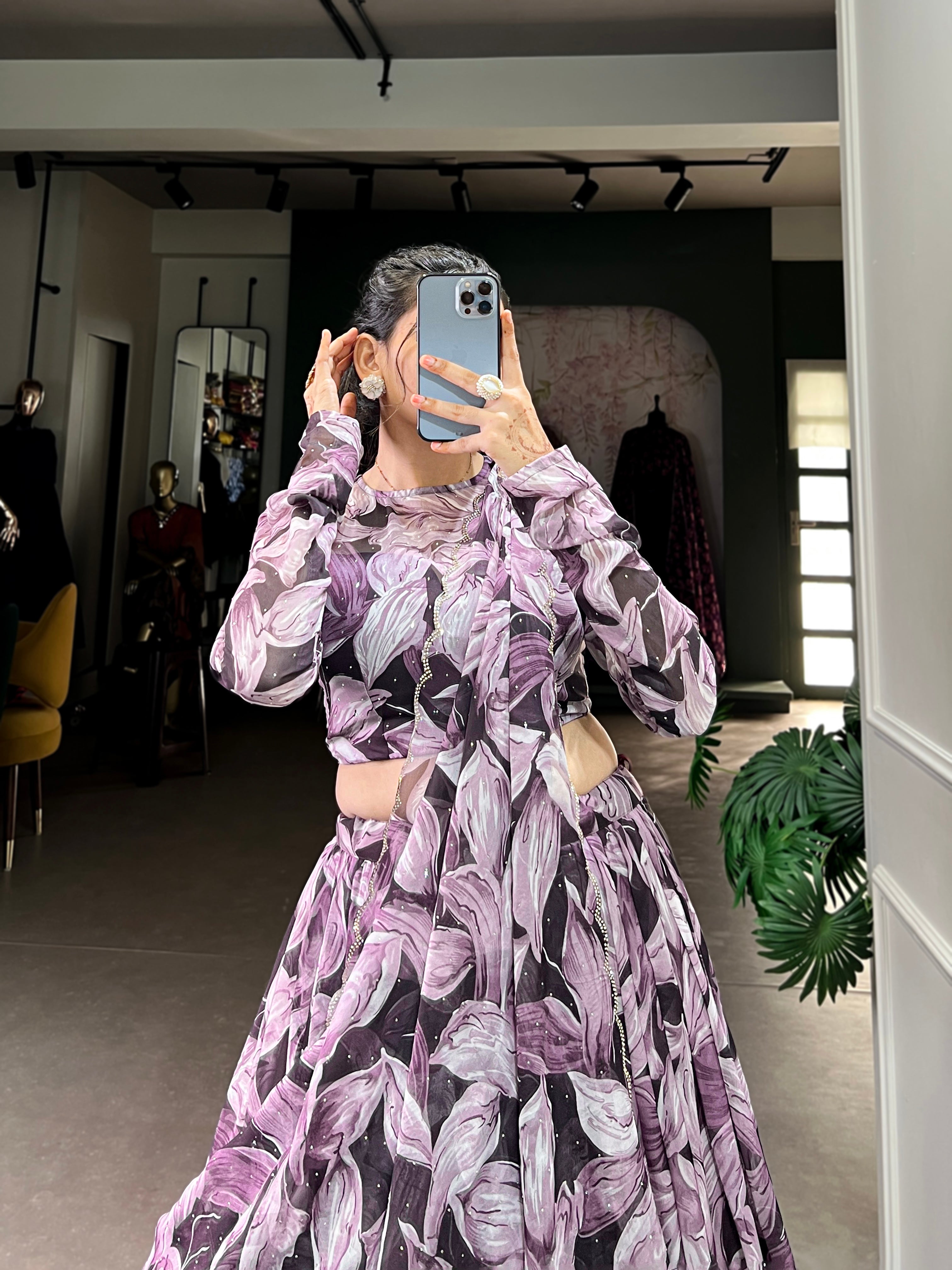 Glamorous Tabby Silk Hotfix Printed Lehenga Series