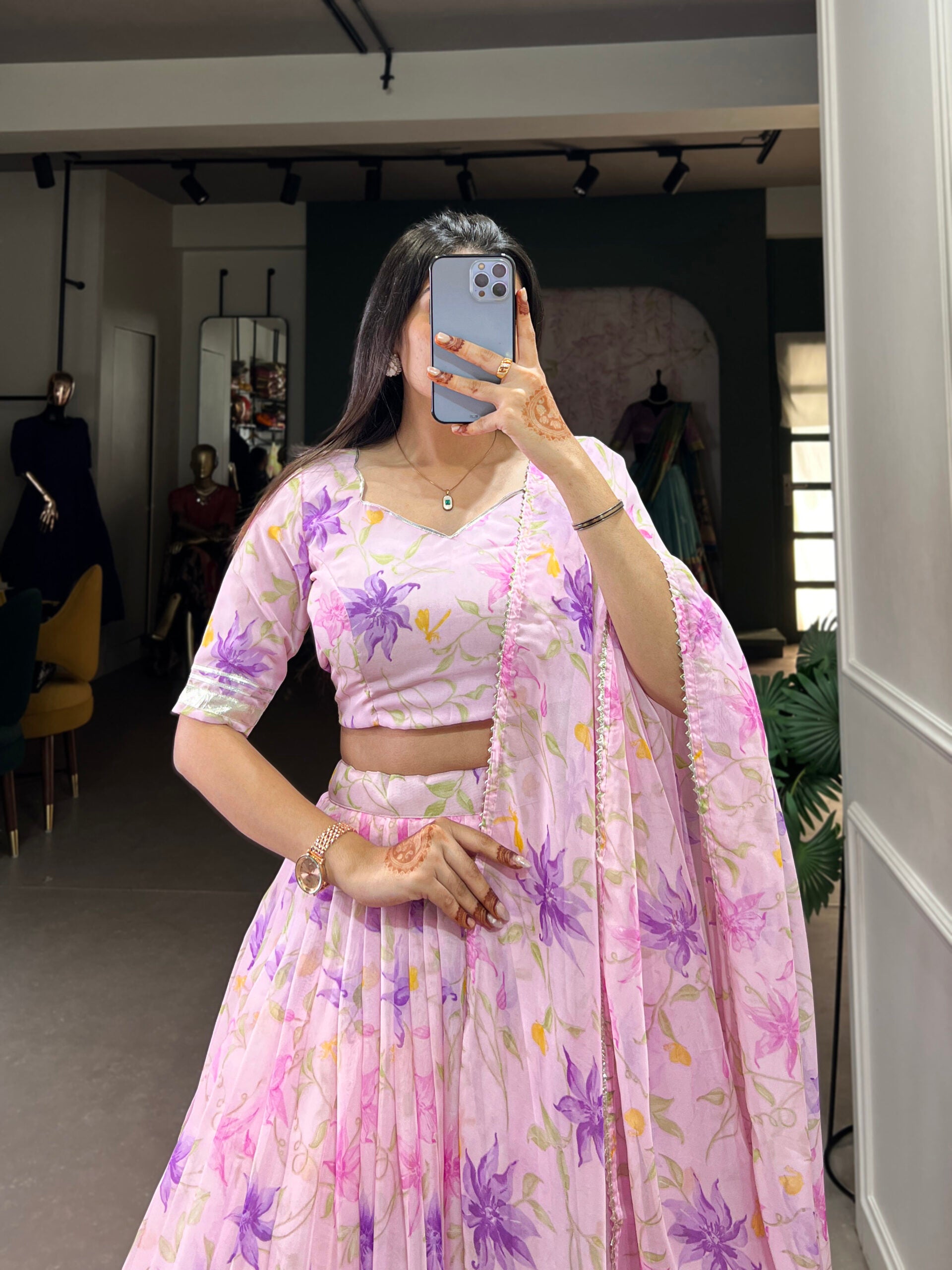 Tabby Silk Floral Lehenga