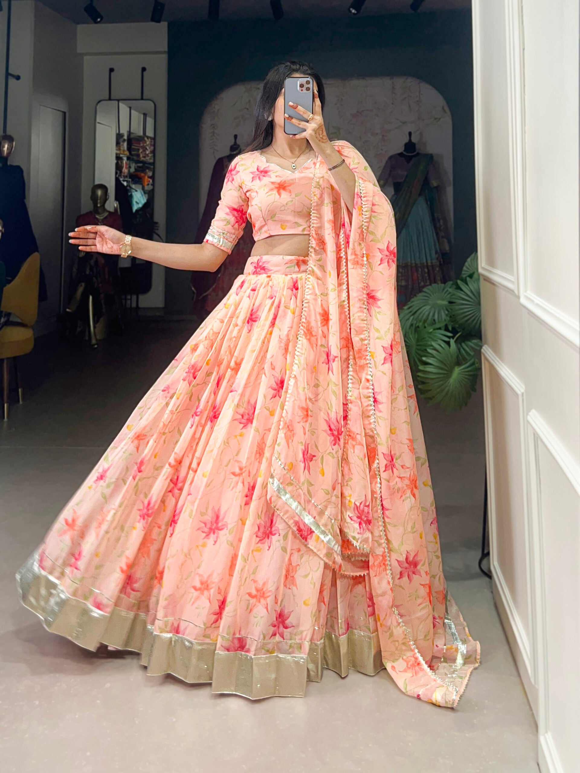 Tabby Silk Floral Lehenga
