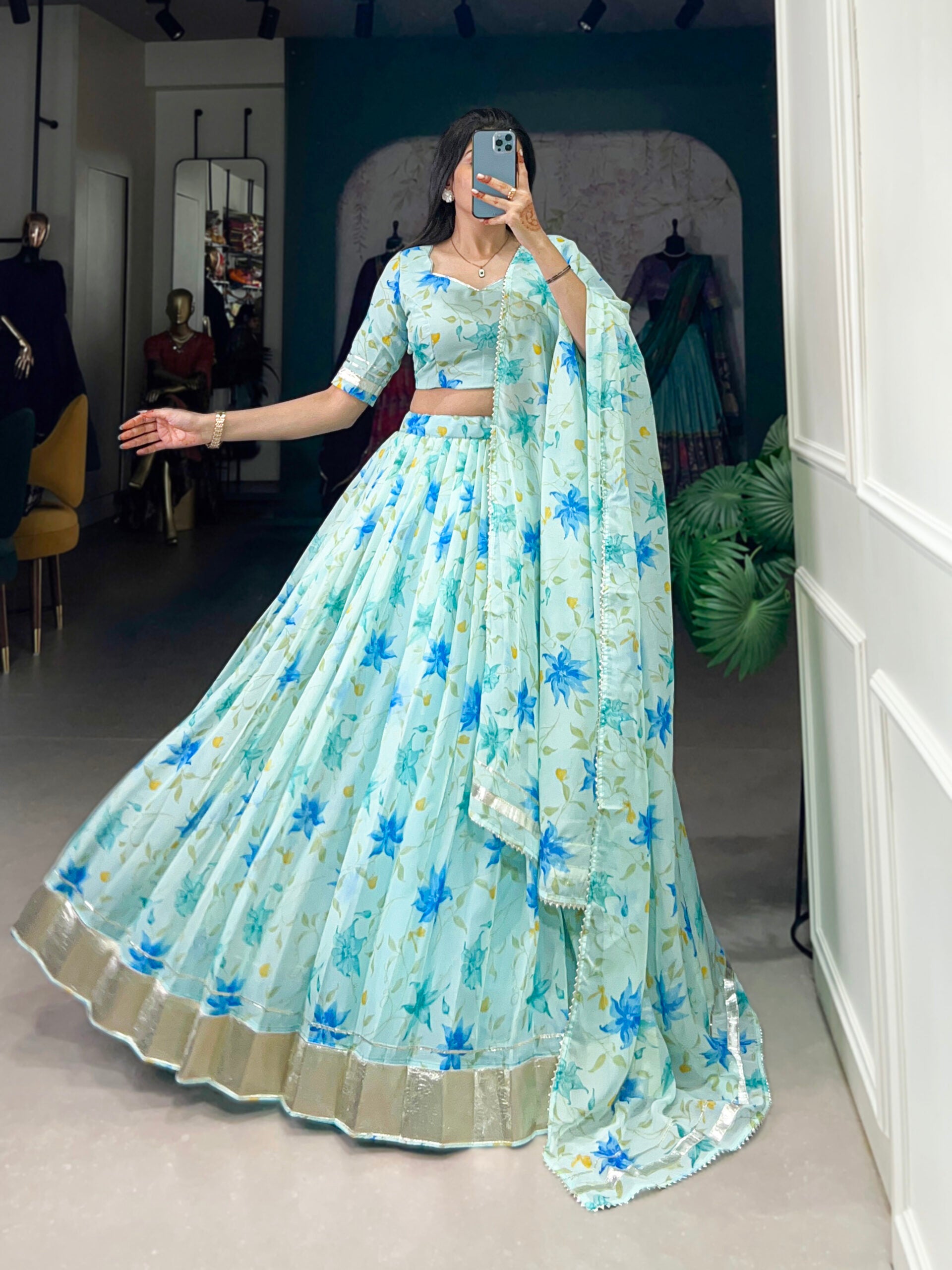Tabby Silk Floral Lehenga