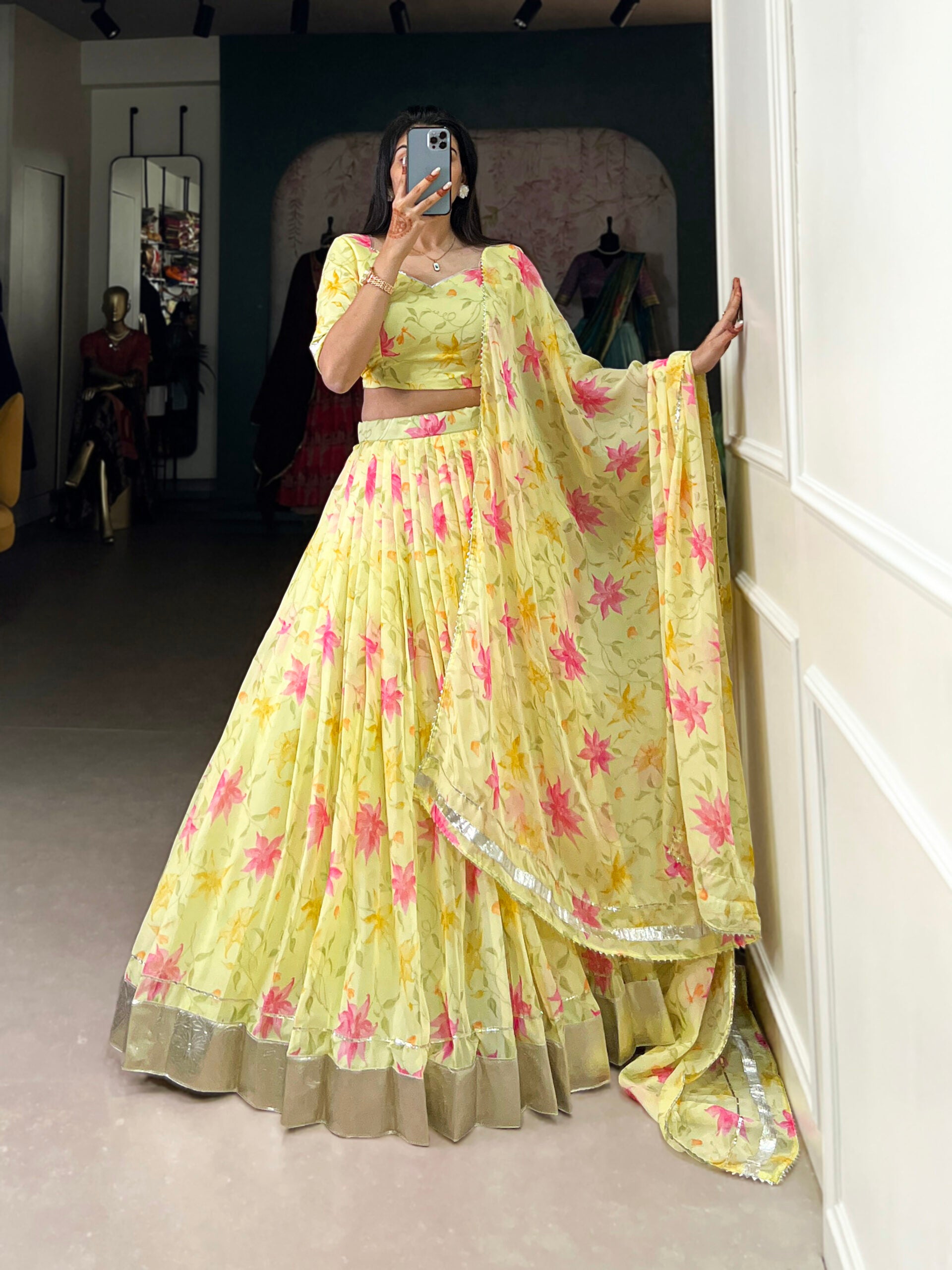 Tabby Silk Floral Lehenga