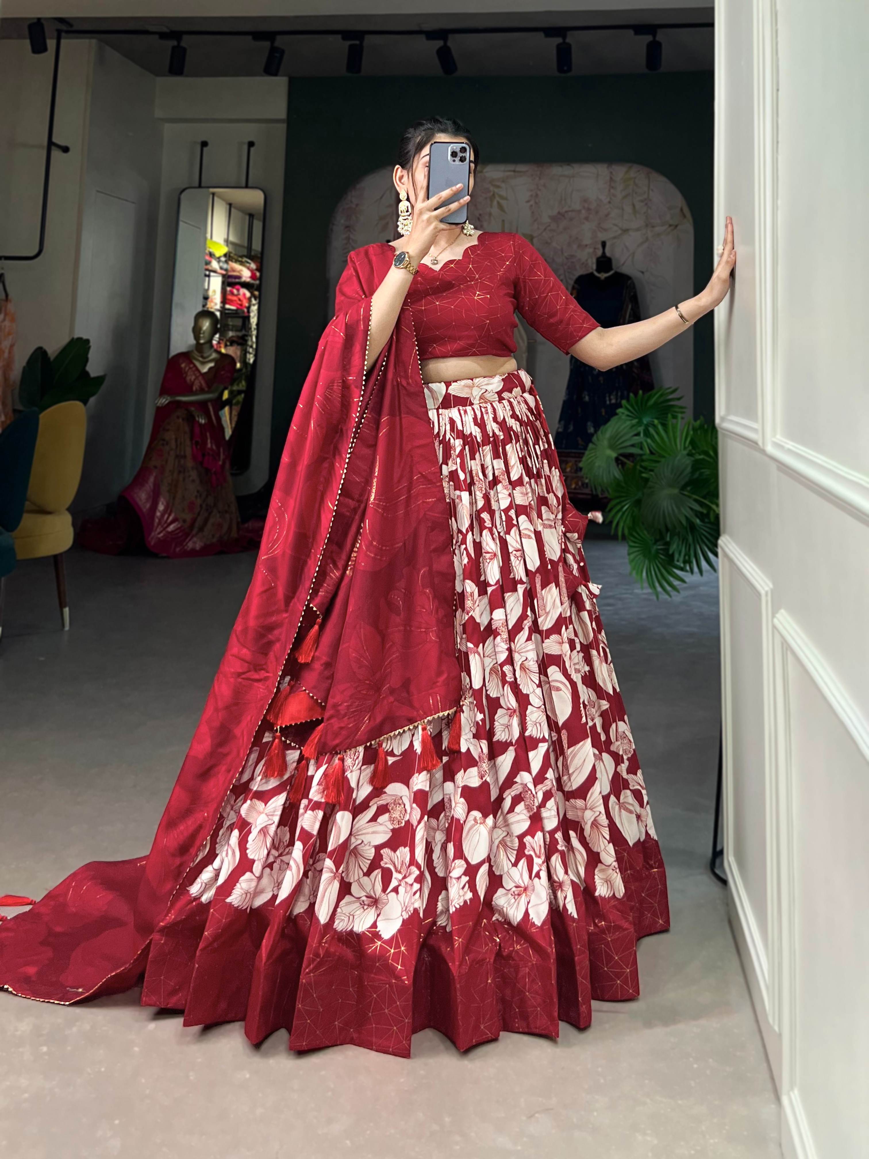 Tussar Silk Printed Lehenga Choli