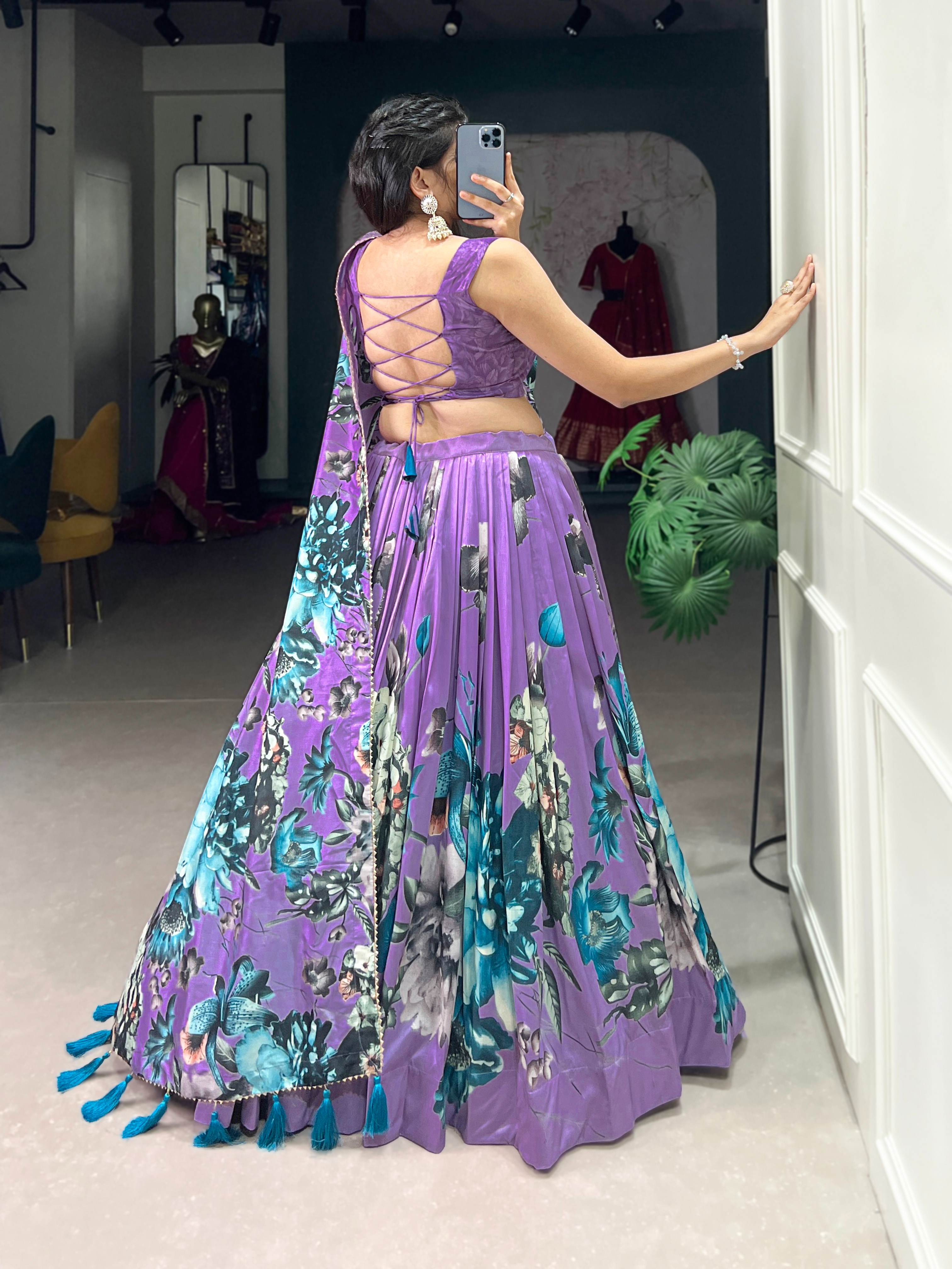 Tasar Silk Floral Print Lehenga Choli
