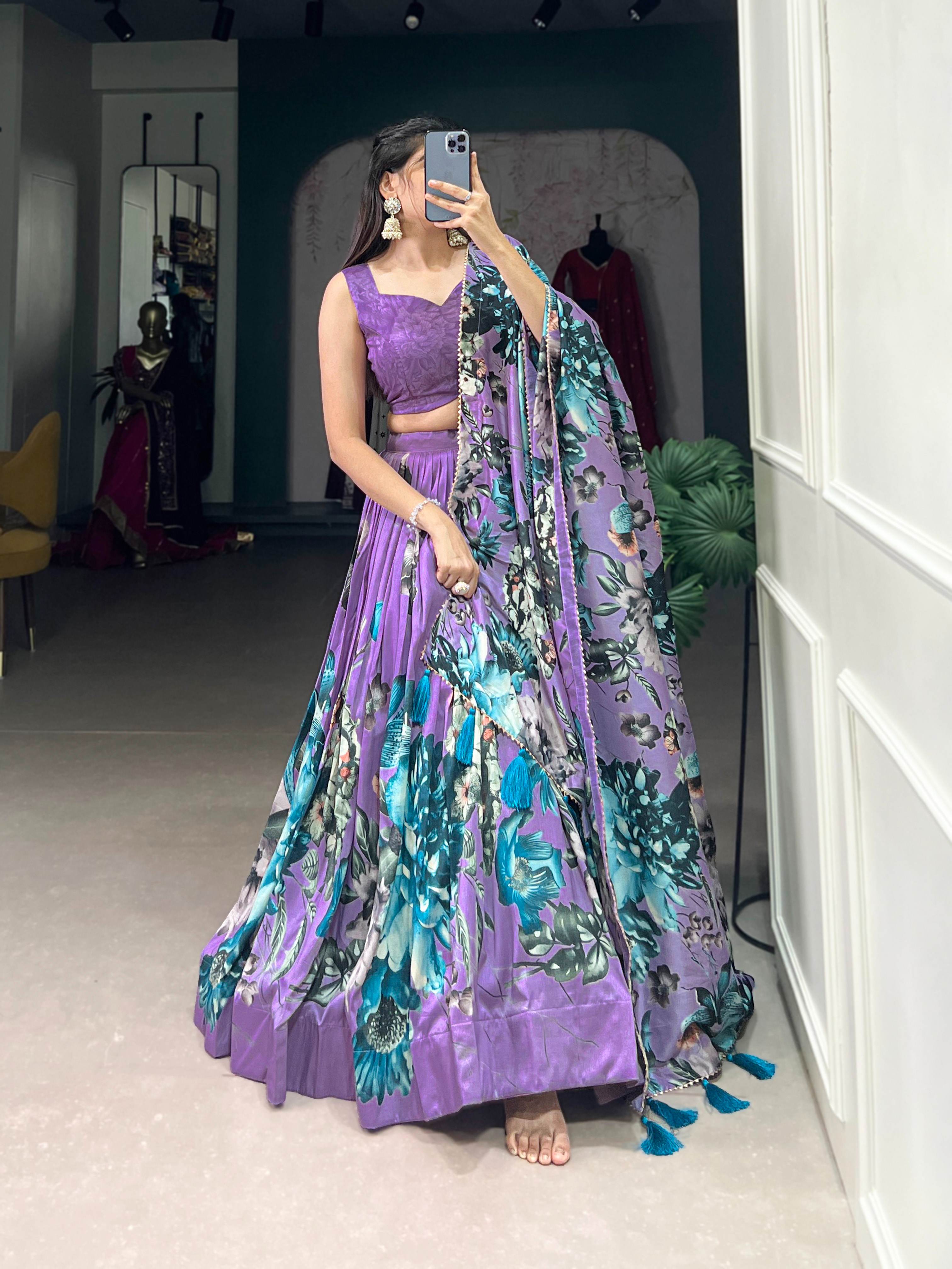 Tasar Silk Floral Print Lehenga Choli