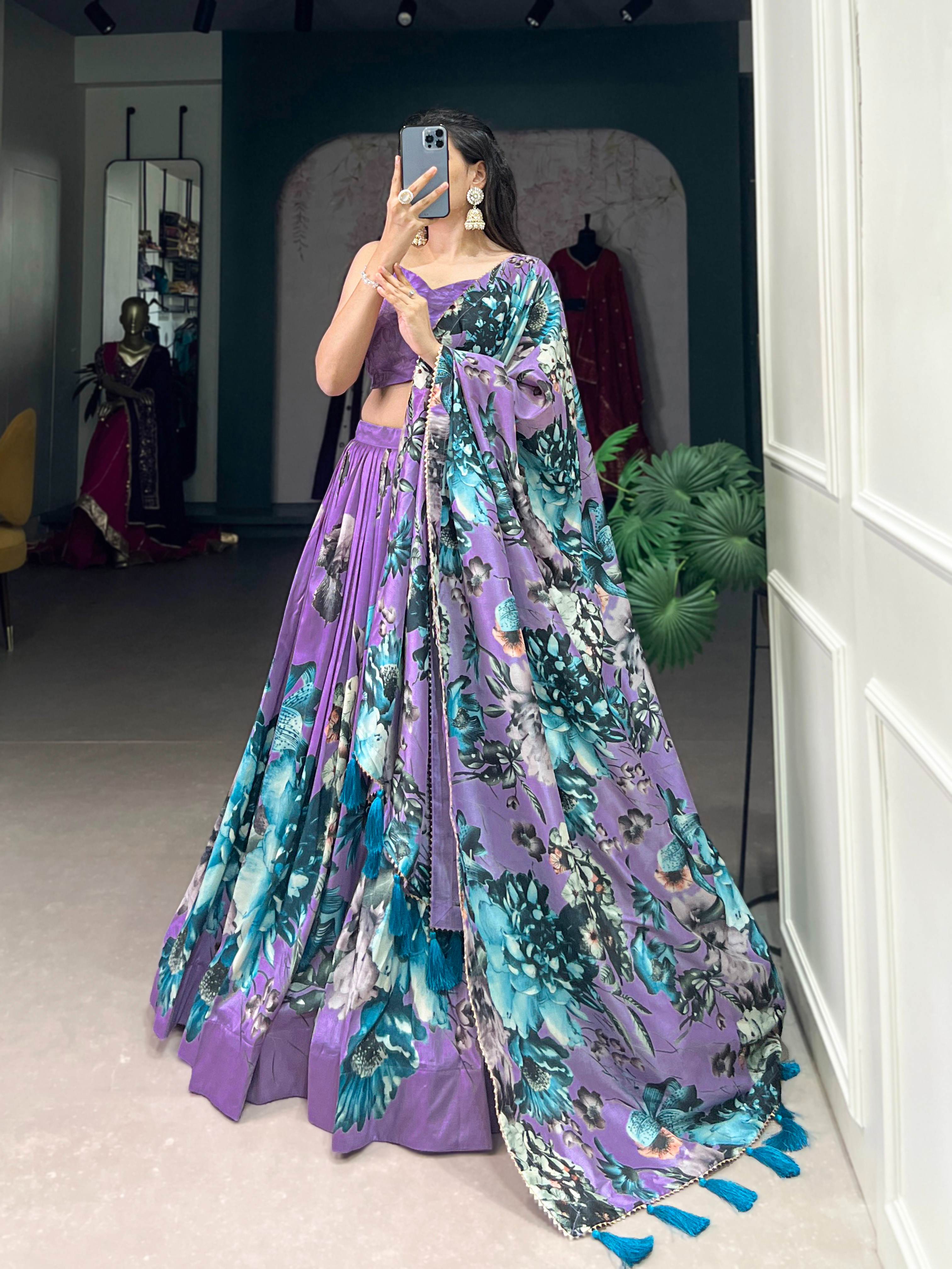 Tasar Silk Floral Print Lehenga Choli