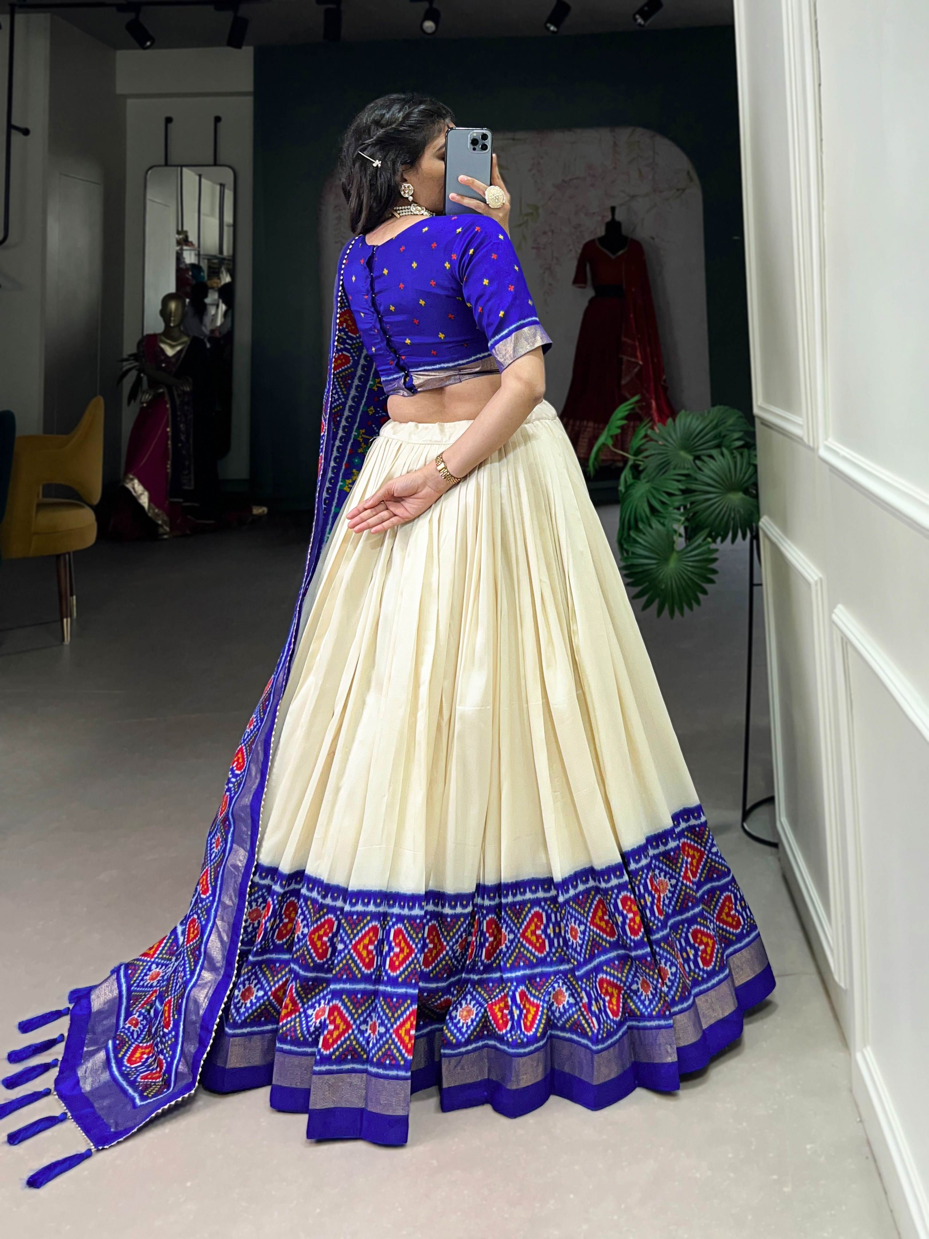 Tussar Silk Patola Print Lehenga Choli
