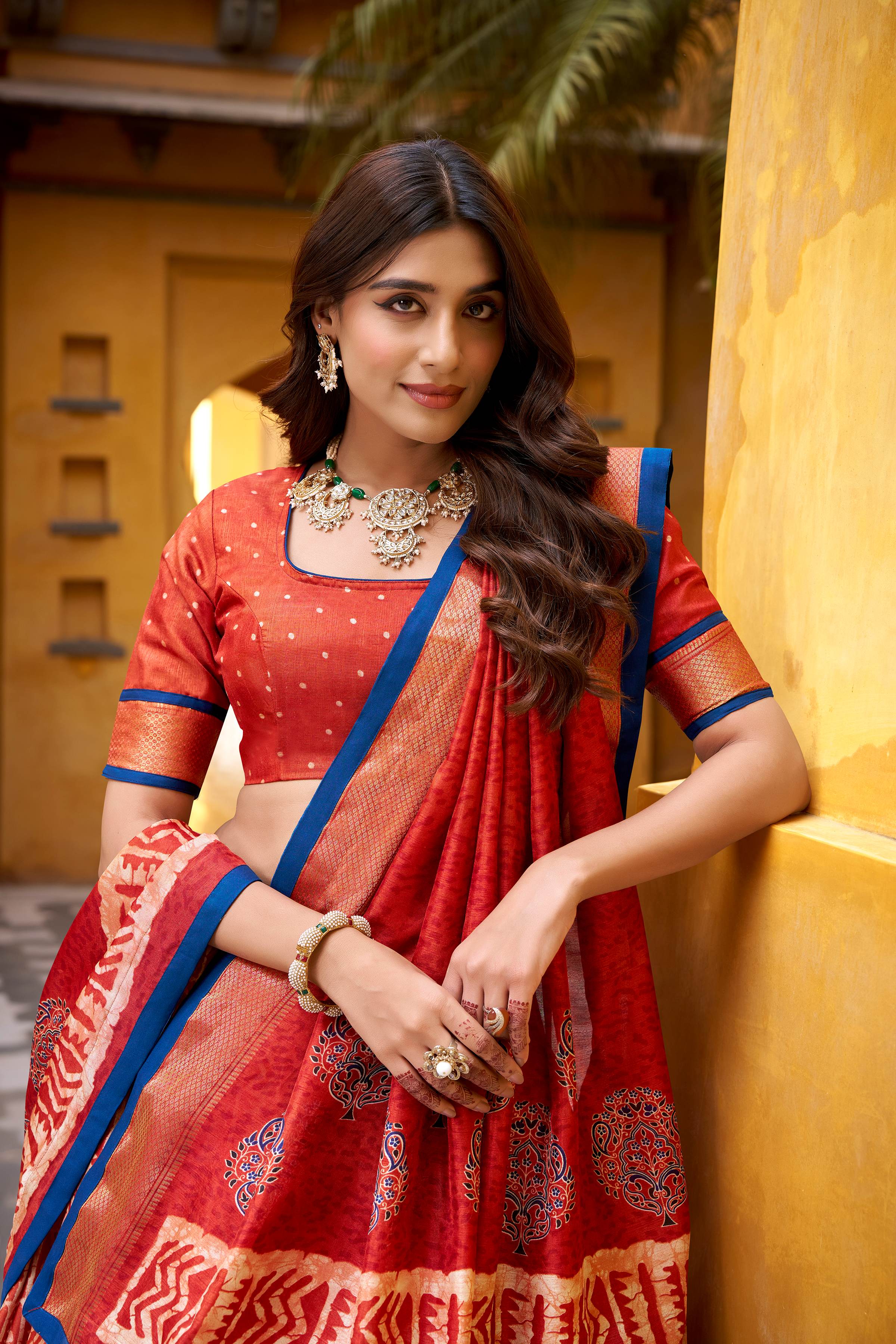 Dola Silk Lehenga Choli featuring traditional batik art