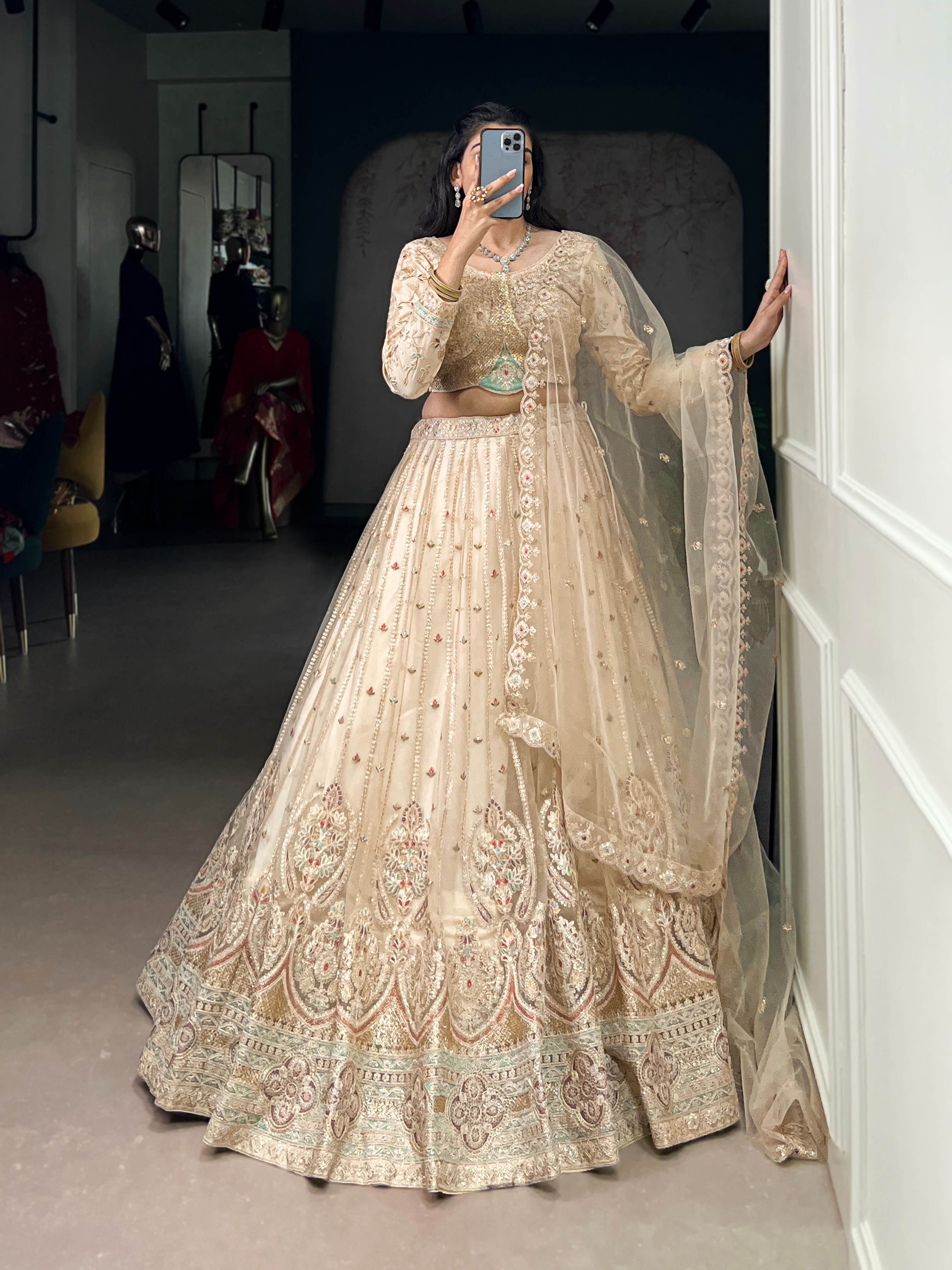 Pastel Net Embroidery Lehenga Choli
