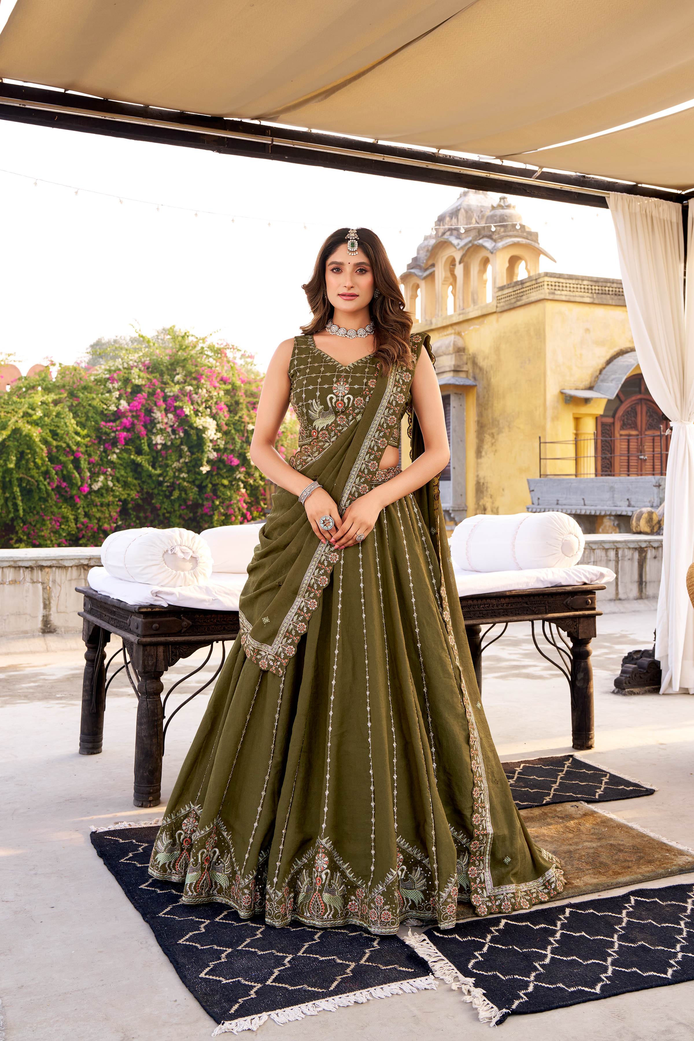 Samairaa Chocolate Crush Sequins & Thread Work Lehenga Choli