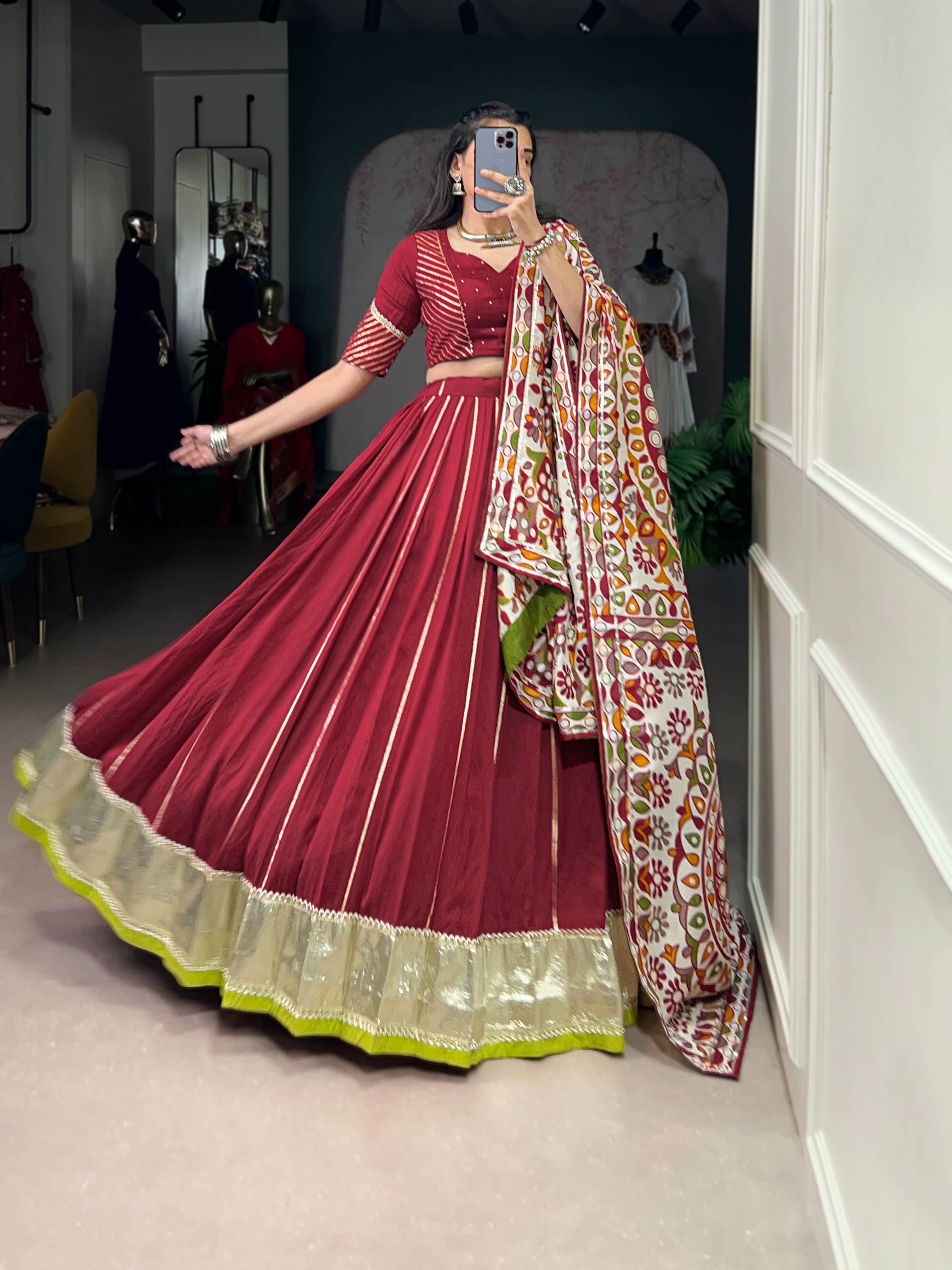 Navratri Pure Chanderi & Tasar Silk Lehenga Choli