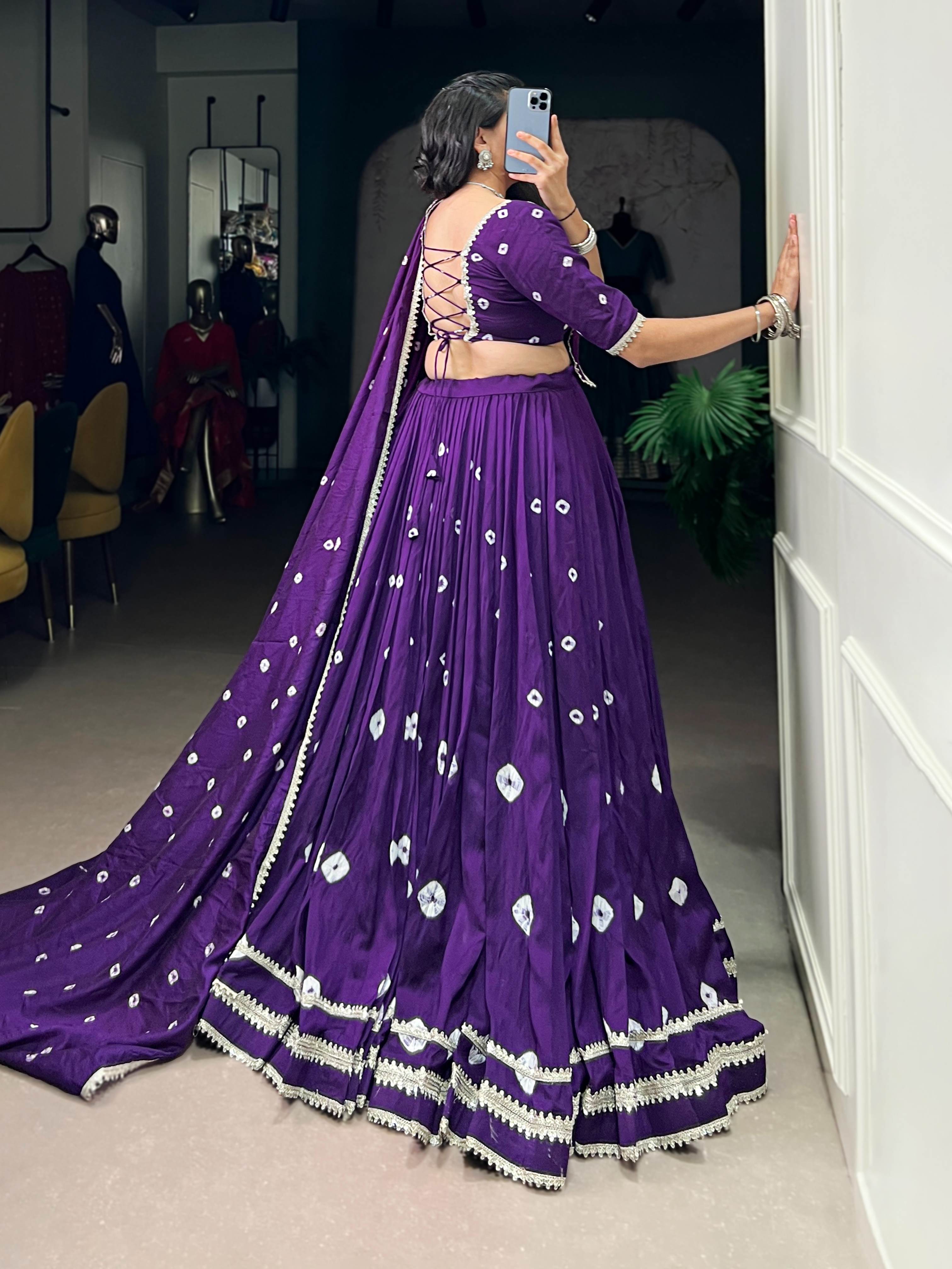 Pure Chanderi Bandhej Print Lehenga Choli