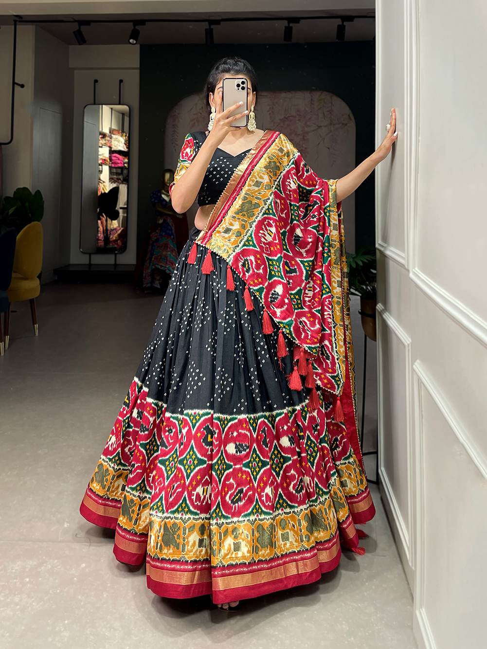 Tasar Silk Patola Print Magic Lehenga Choli