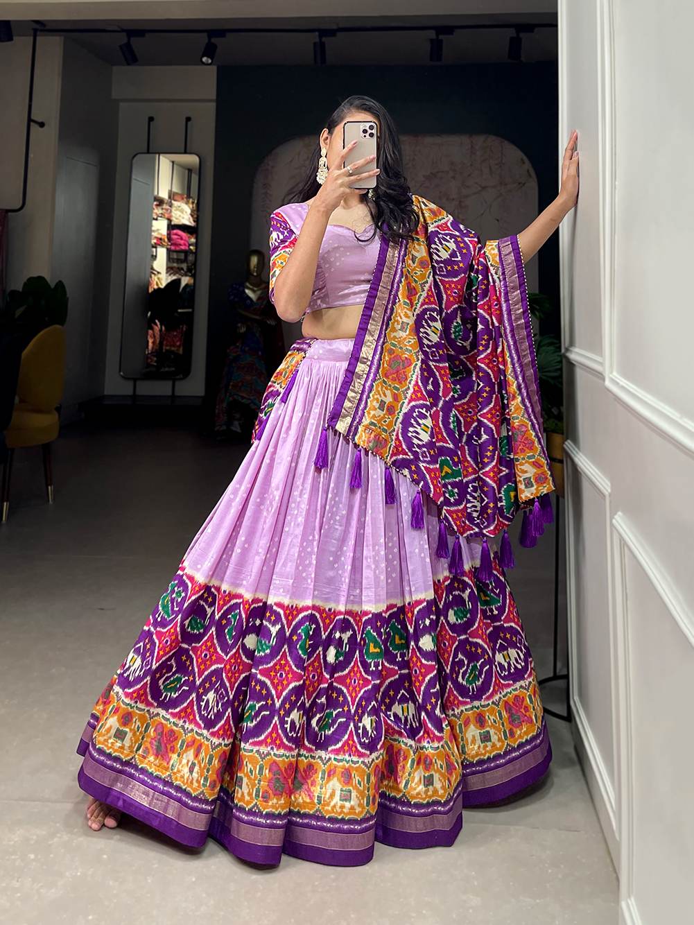 Tasar Silk Patola Print Magic Lehenga Choli