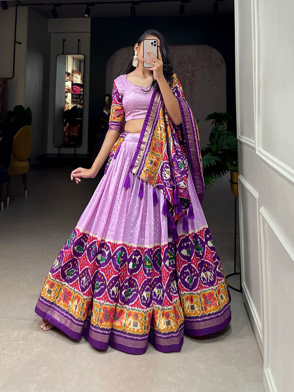 Tasar Silk Patola Print Magic Lehenga Choli