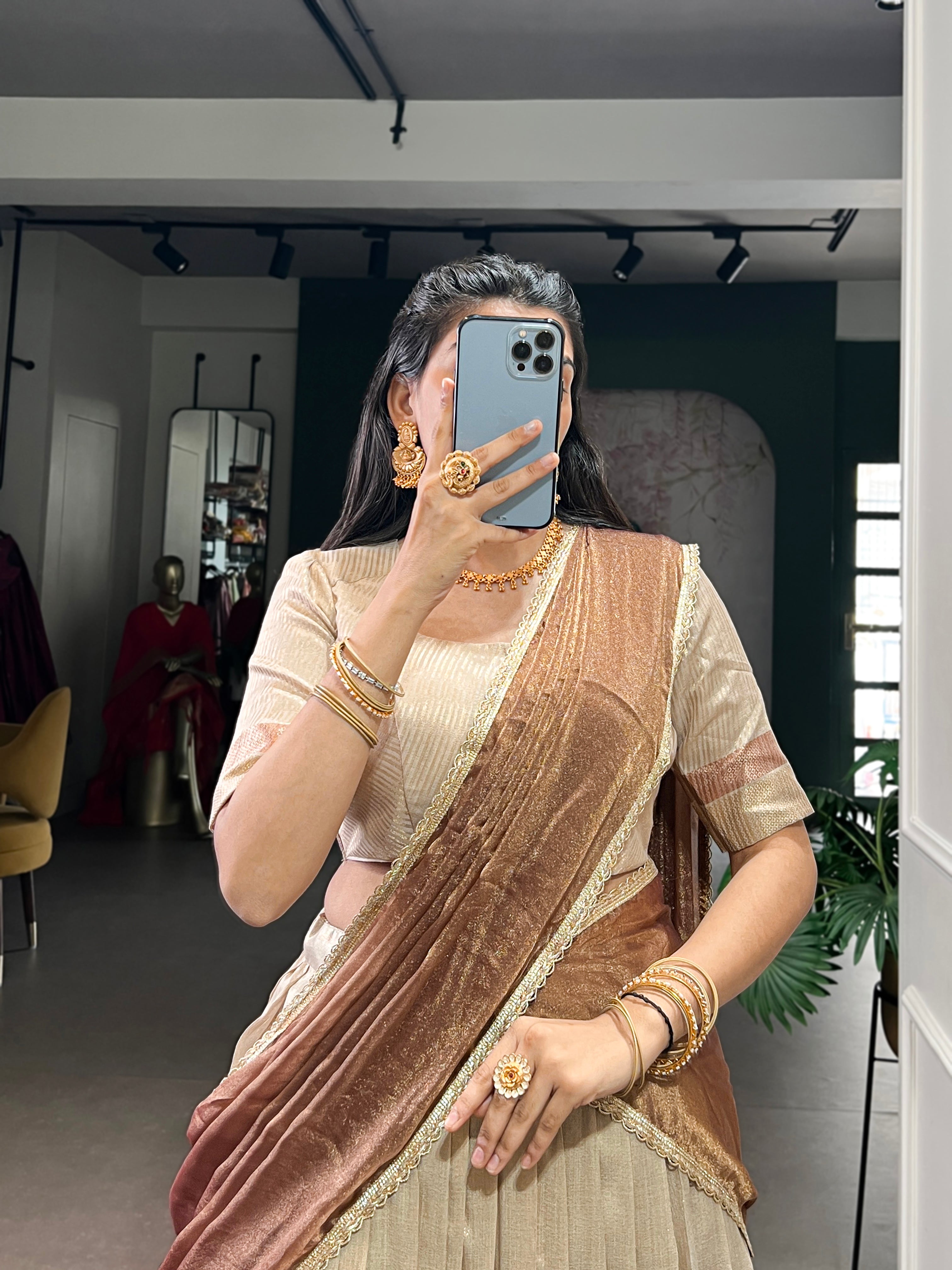 Ashwitha Luxe Dupion Silk Zari Weave Lehenga Set