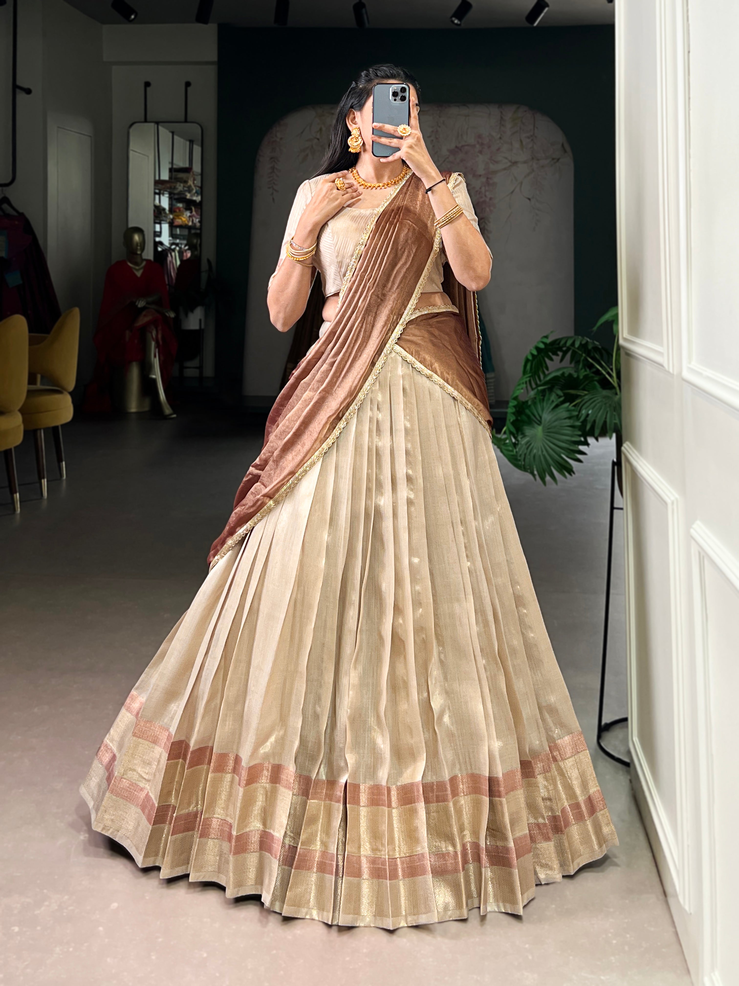 Ashwitha Luxe Dupion Silk Zari Weave Lehenga Set