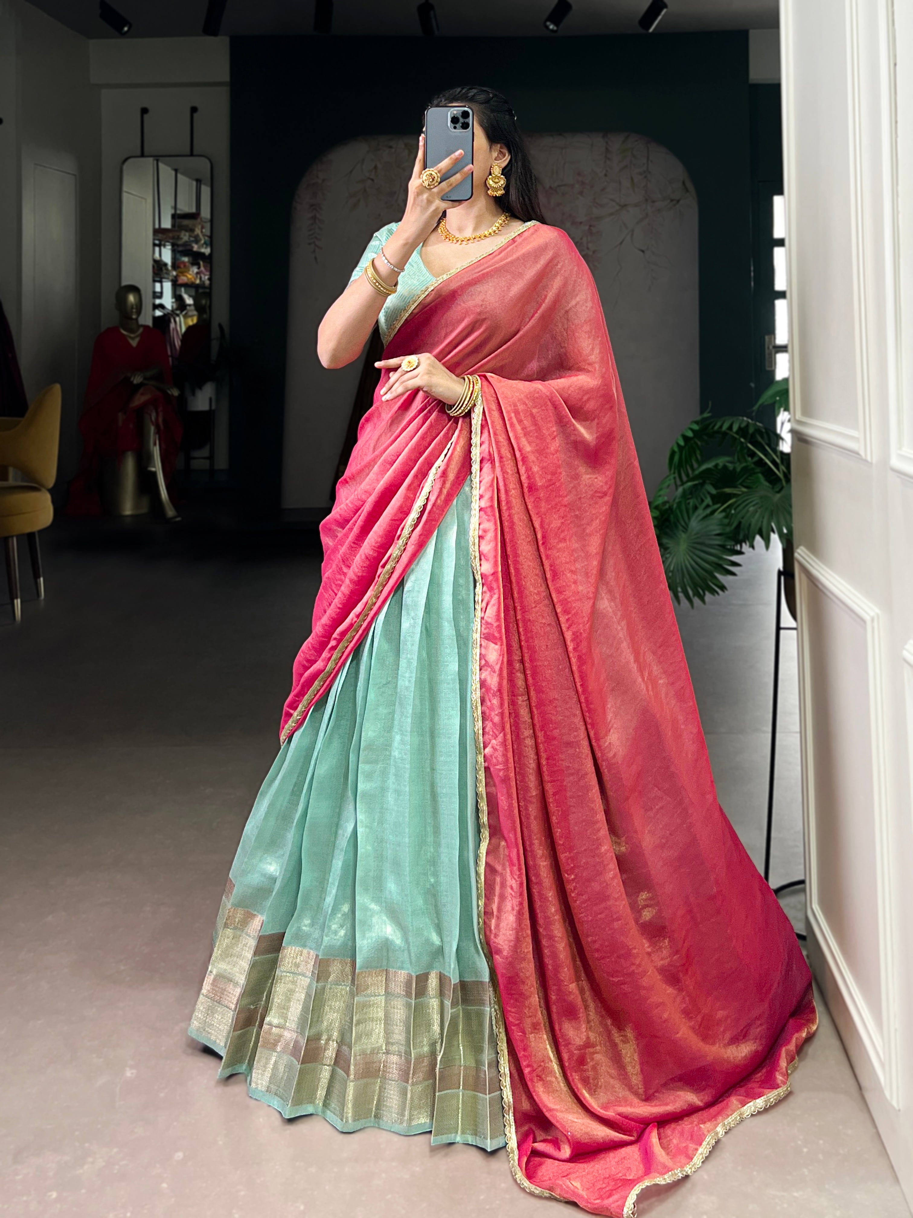 Ashwitha Luxe Dupion Silk Zari Weave Lehenga Set