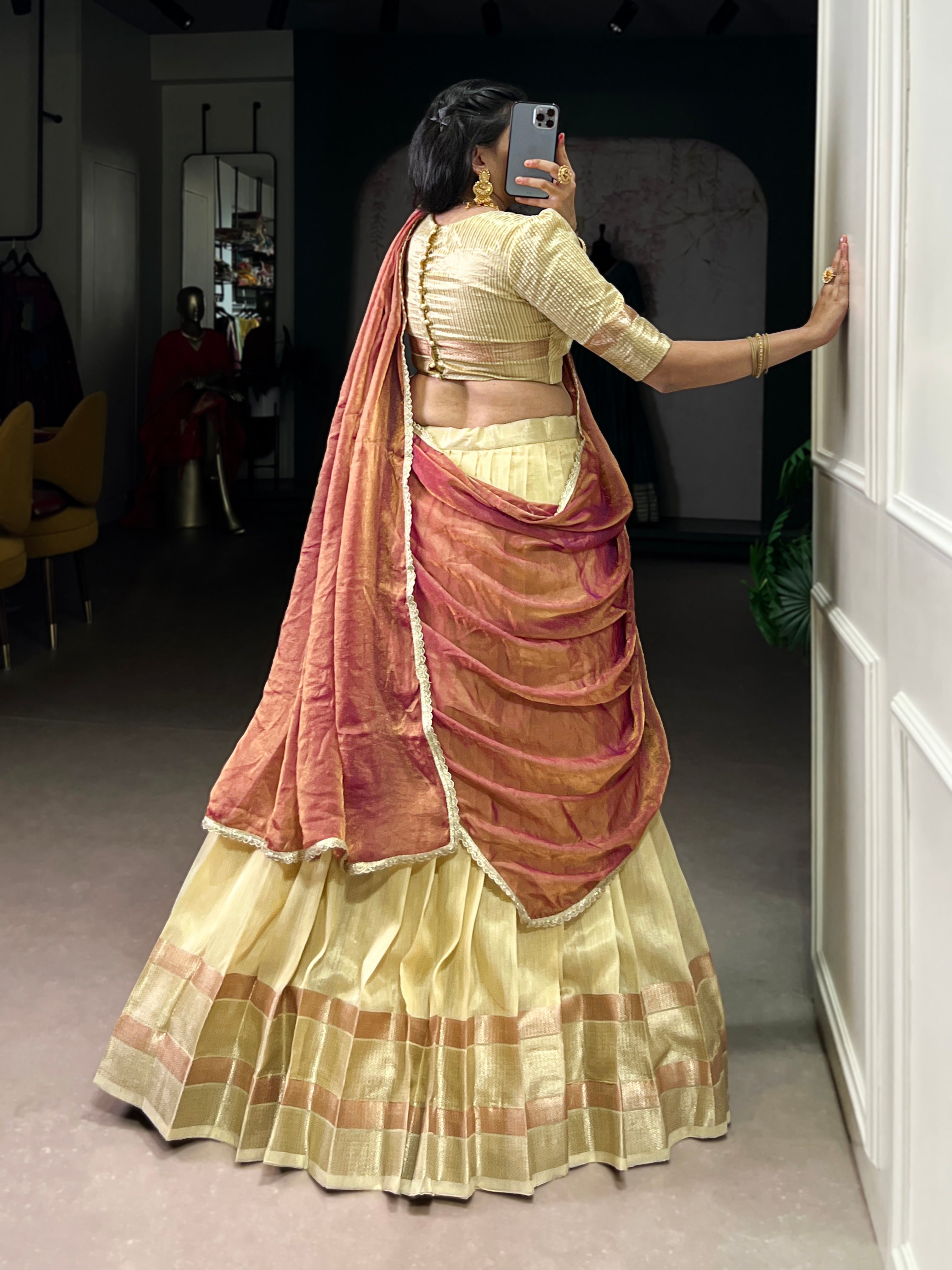 Ashwitha Luxe Dupion Silk Zari Weave Lehenga Set