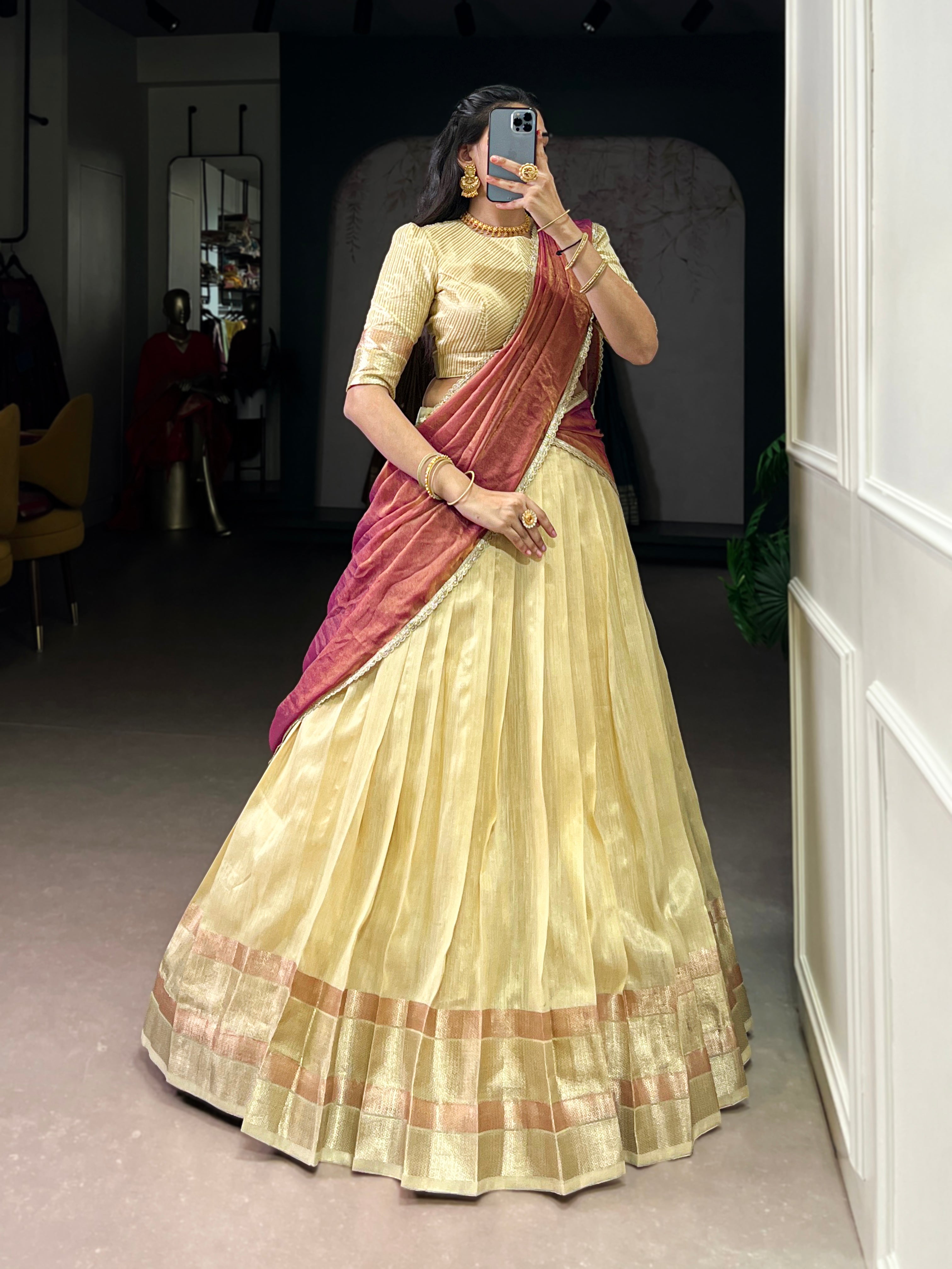 Ashwitha Luxe Dupion Silk Zari Weave Lehenga Set