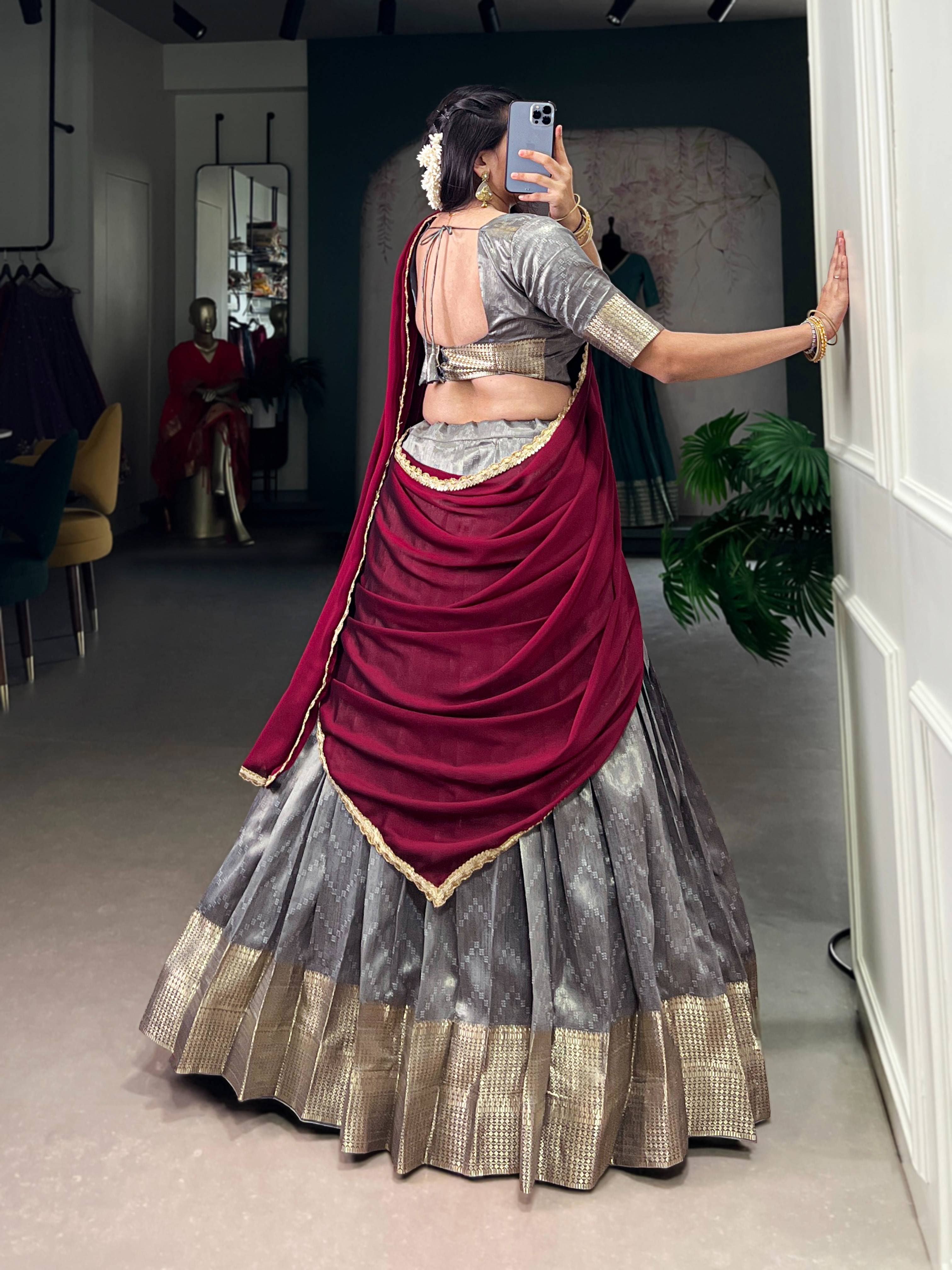Prathima Royal Dupion Silk Zari Weave Lehenga Set