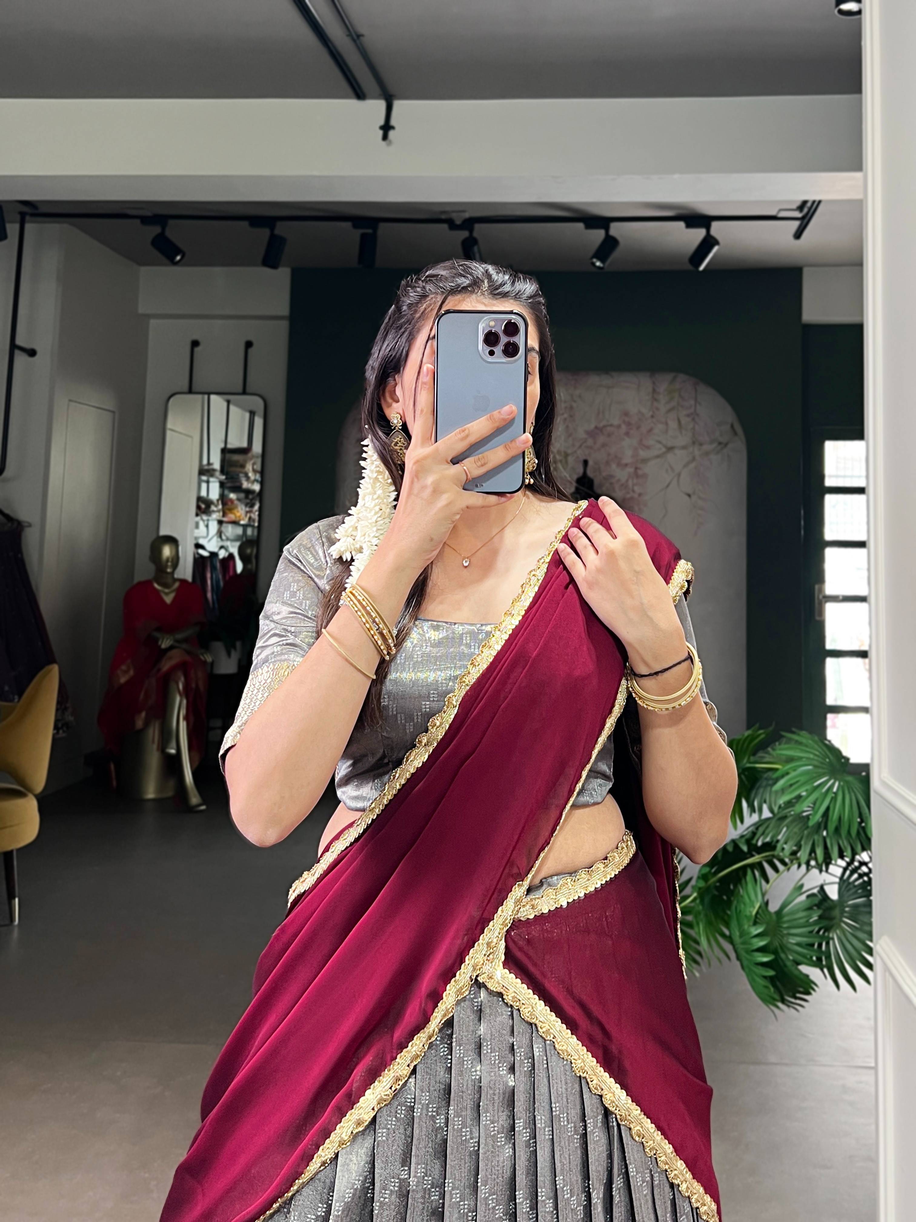 Prathima Royal Dupion Silk Zari Weave Lehenga Set