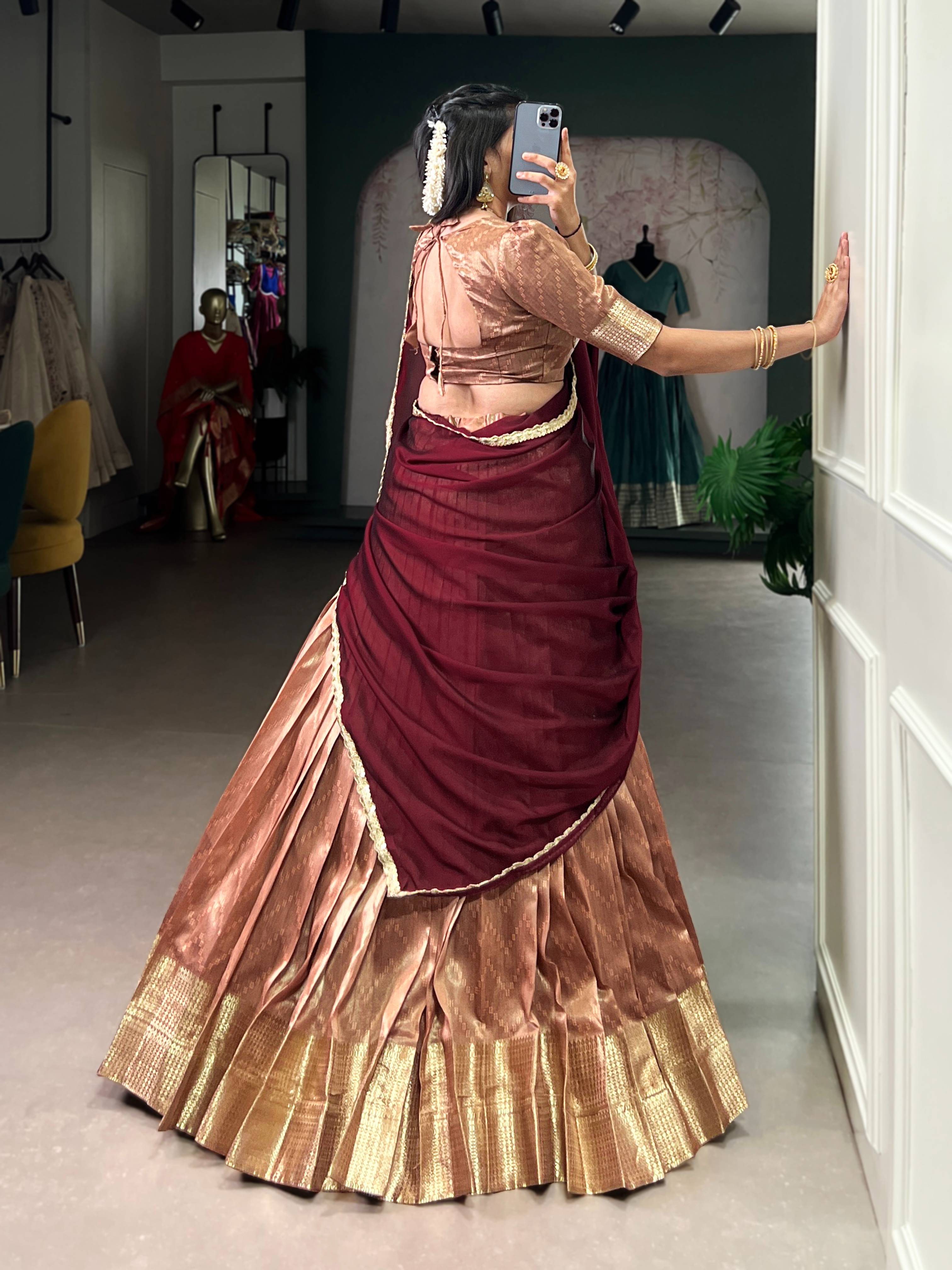 Prathima Royal Dupion Silk Zari Weave Lehenga Set