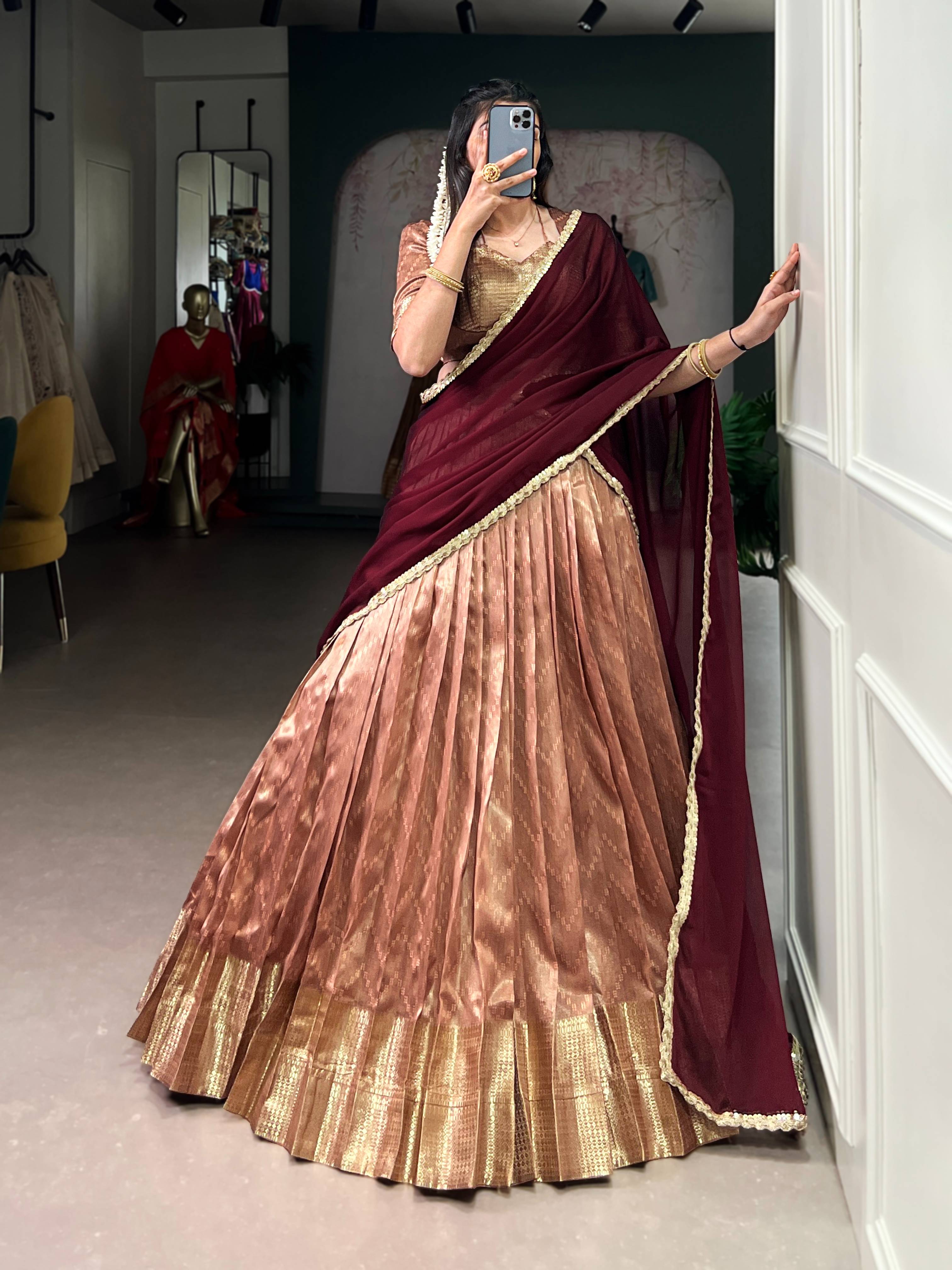 Prathima Royal Dupion Silk Zari Weave Lehenga Set