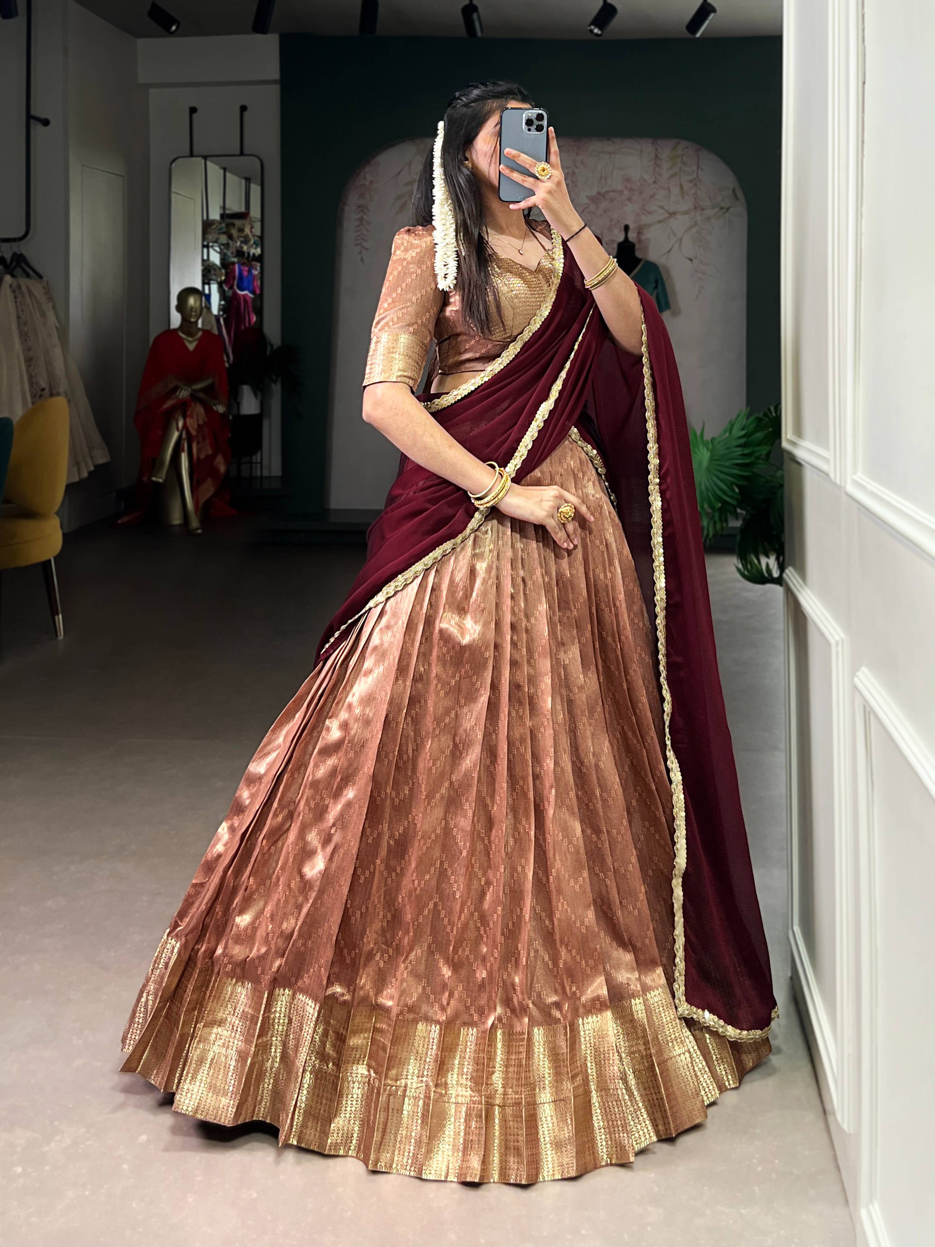 Prathima Royal Dupion Silk Zari Weave Lehenga Set