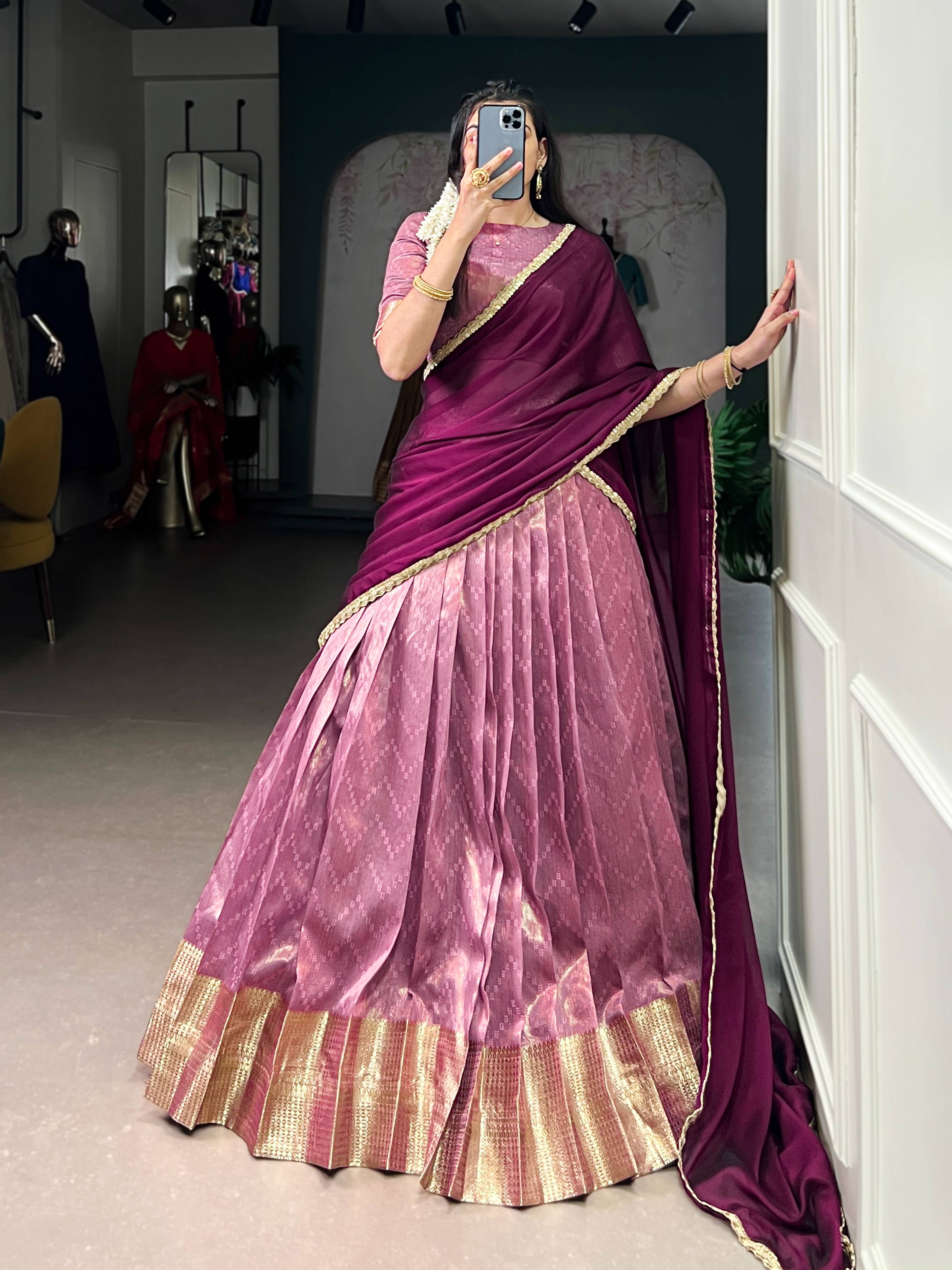 Prathima Royal Dupion Silk Zari Weave Lehenga Set