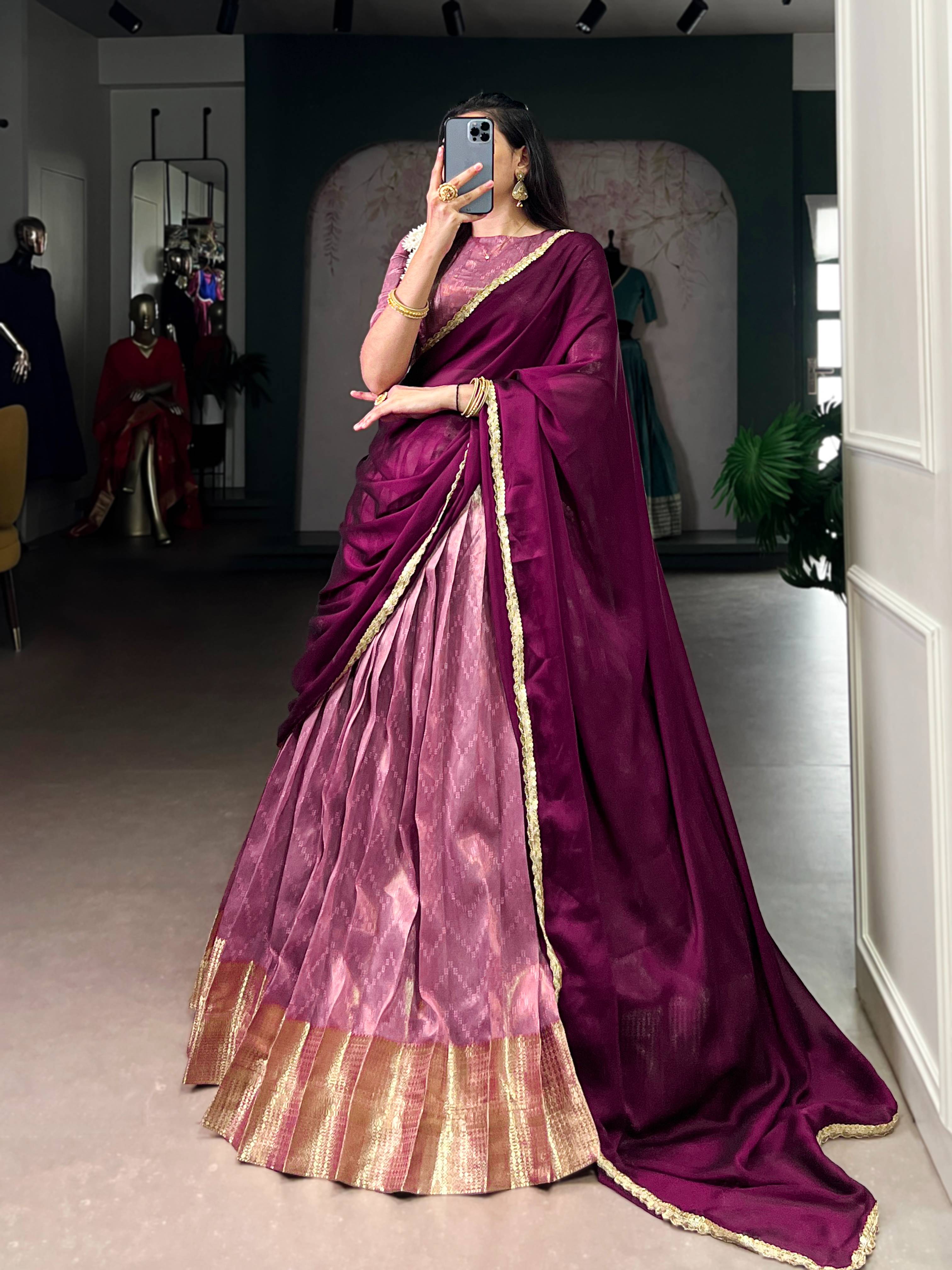 Prathima Royal Dupion Silk Zari Weave Lehenga Set