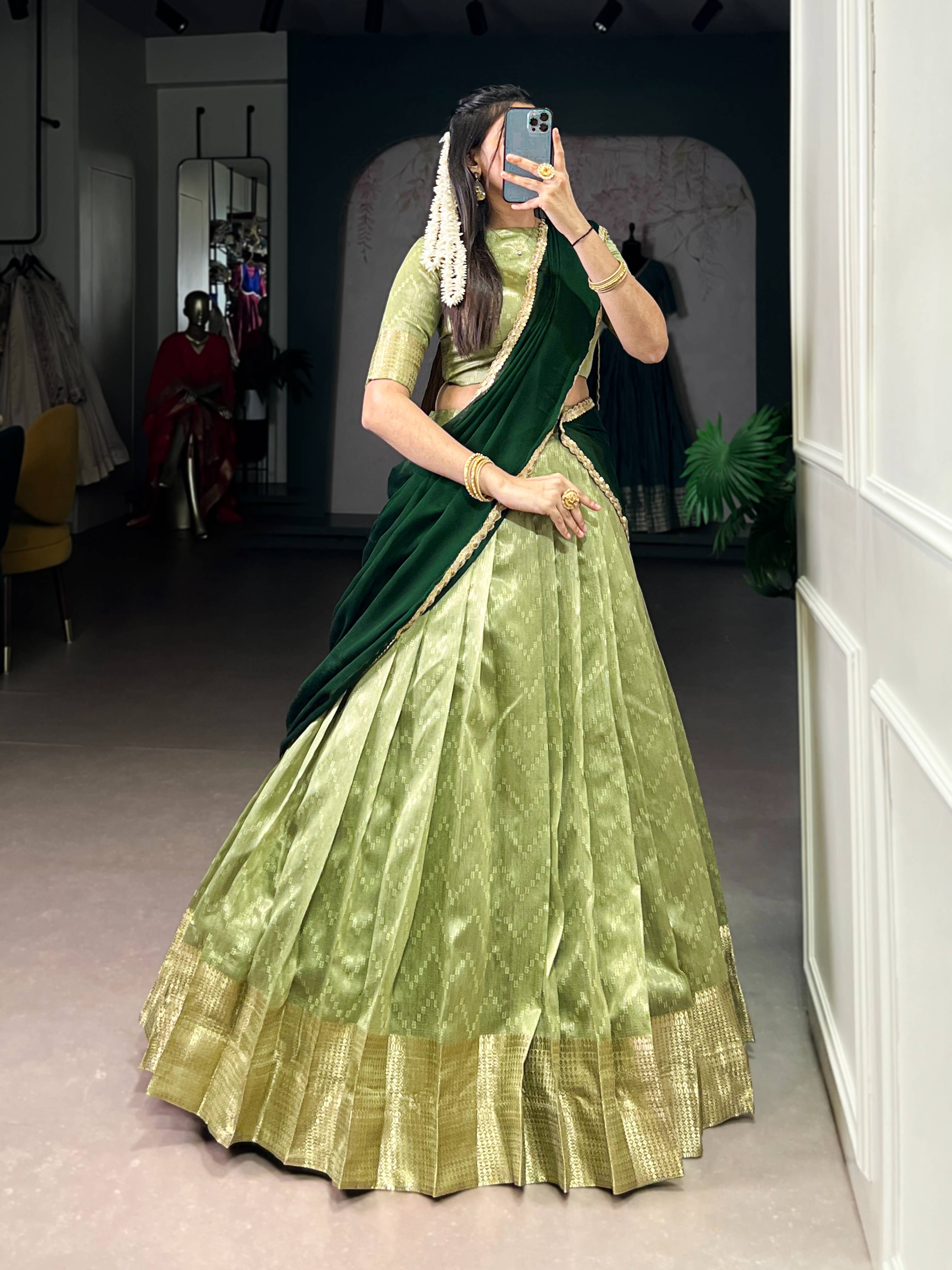 Prathima Royal Dupion Silk Zari Weave Lehenga Set