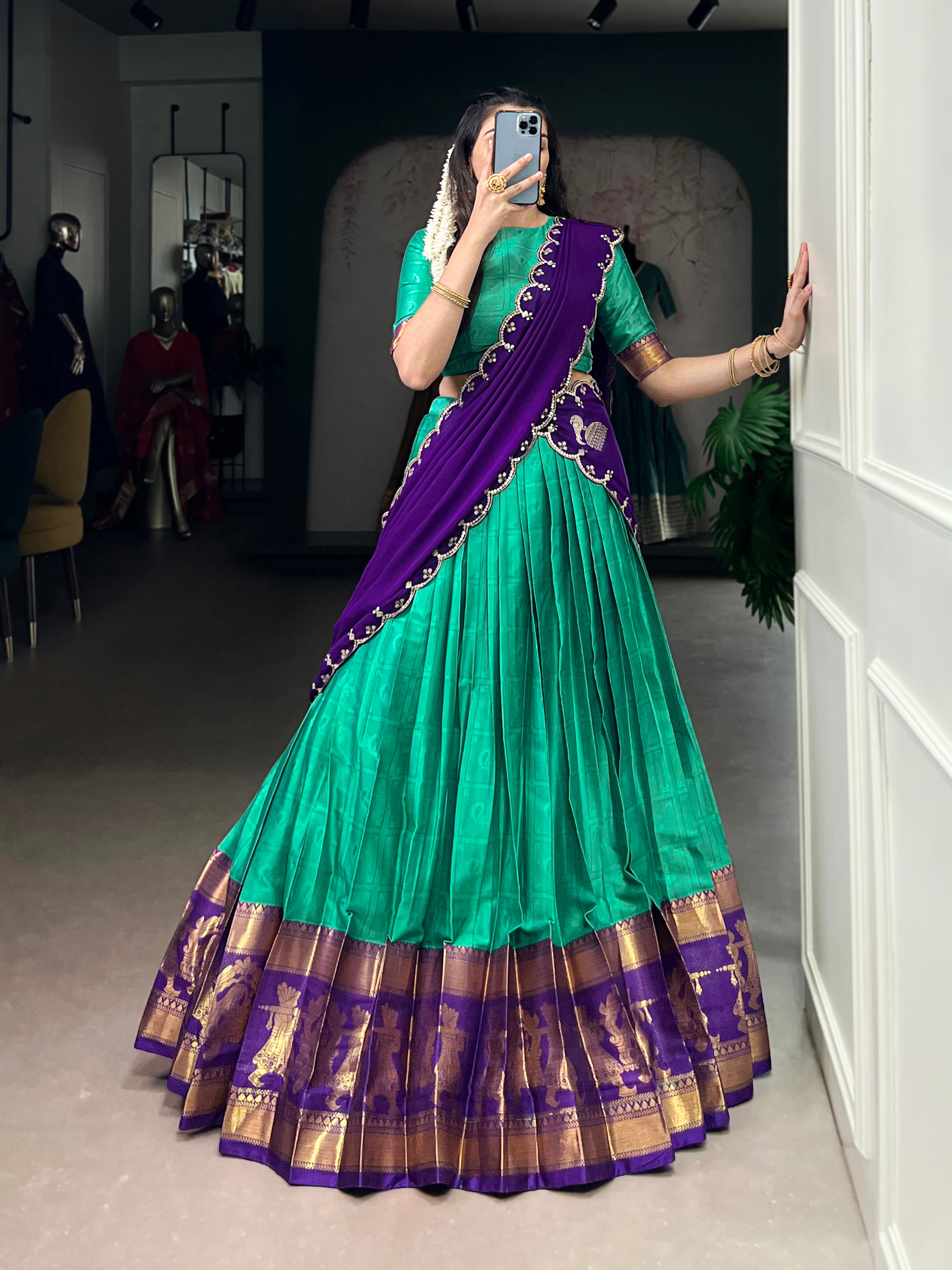 Royal Weave South Indian Half Saree Lehenga
