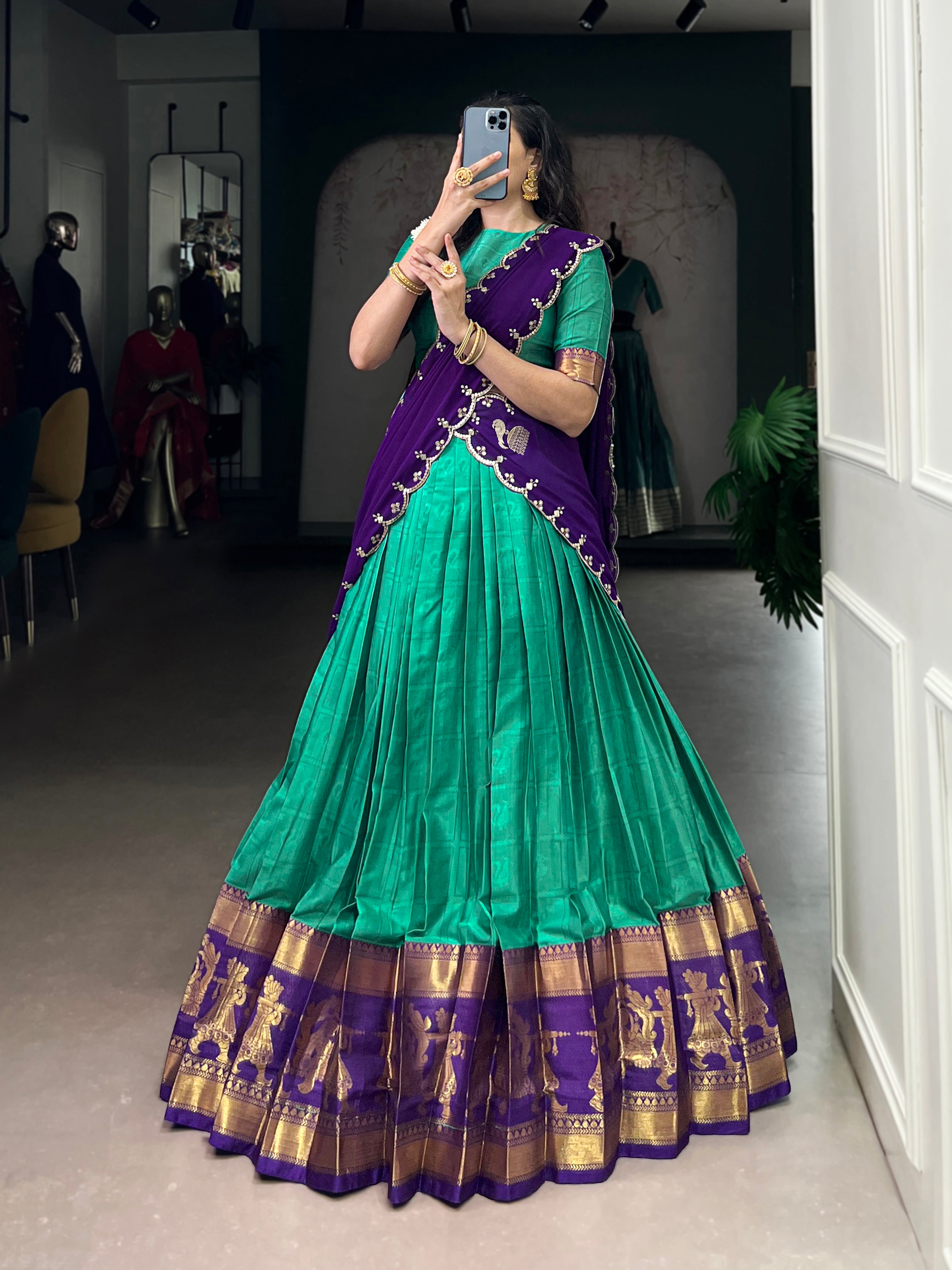 Royal Weave South Indian Half Saree Lehenga