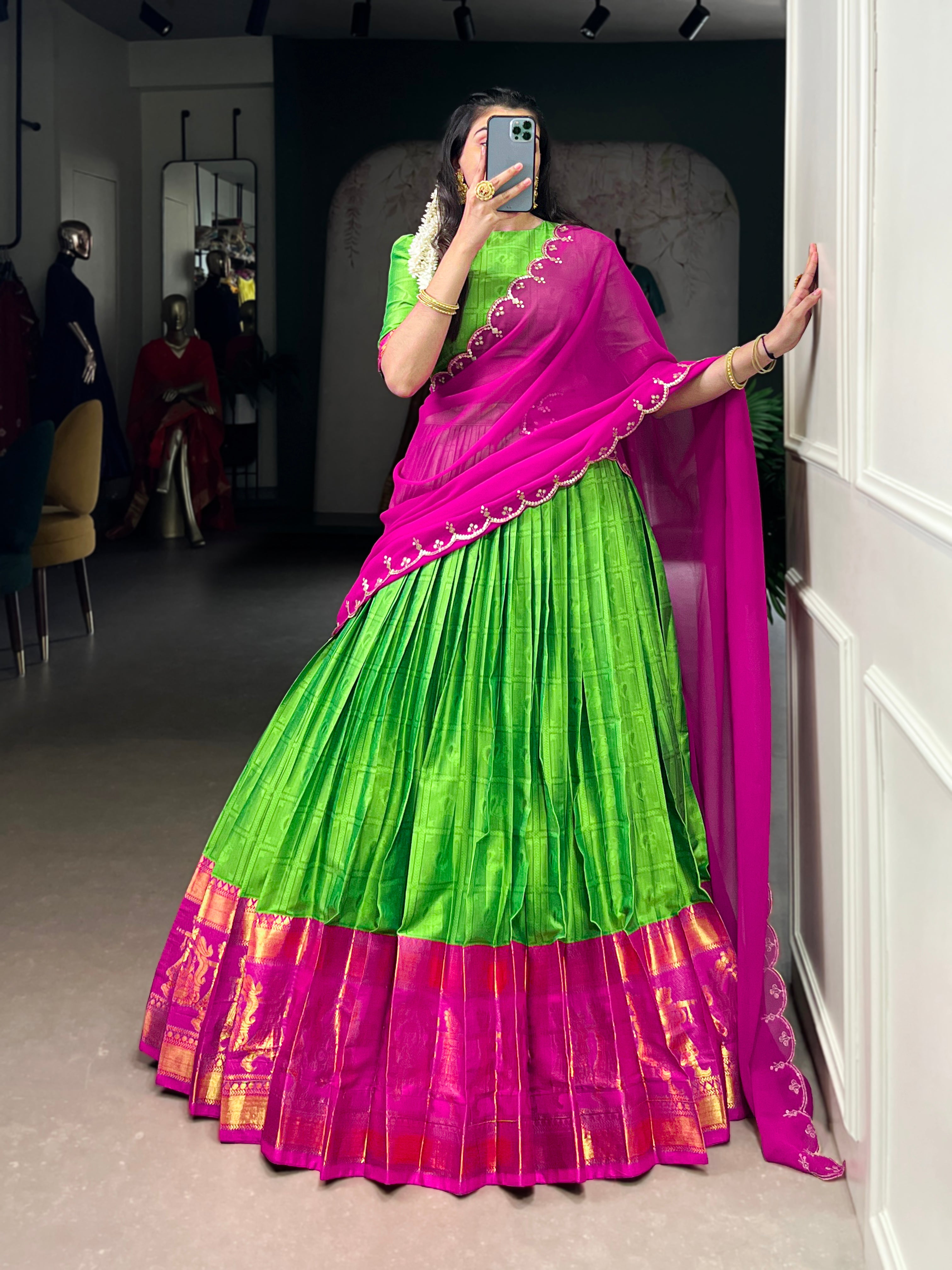 Royal Weave South Indian Half Saree Lehenga