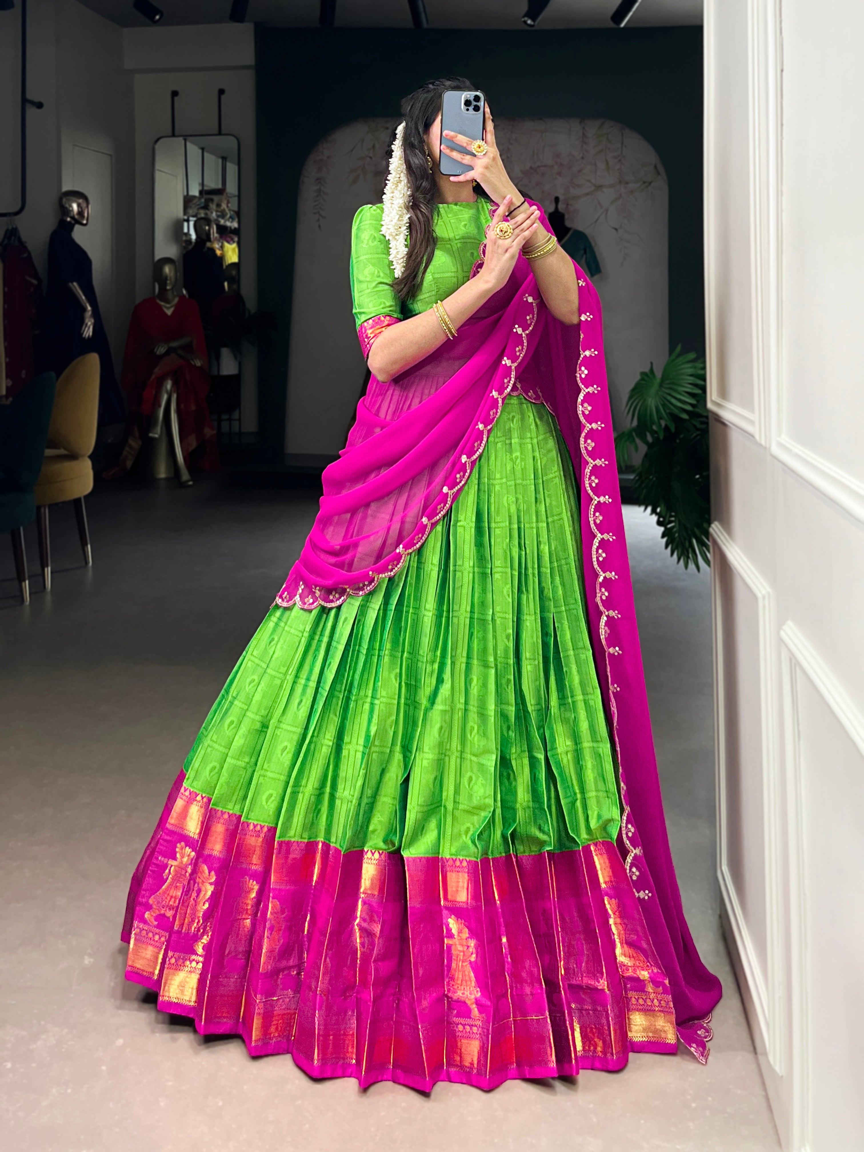 Royal Weave South Indian Half Saree Lehenga