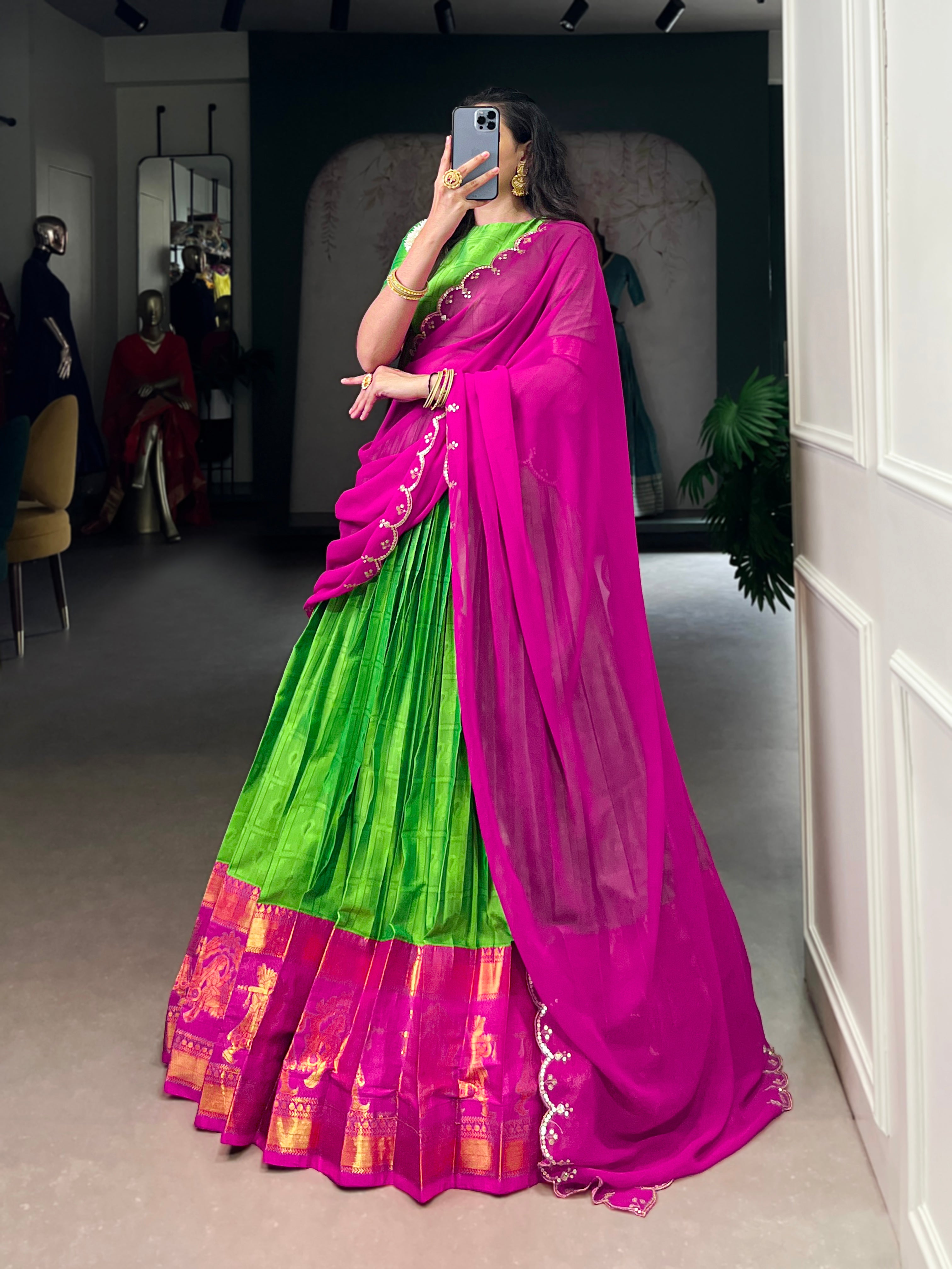 Royal Weave South Indian Half Saree Lehenga