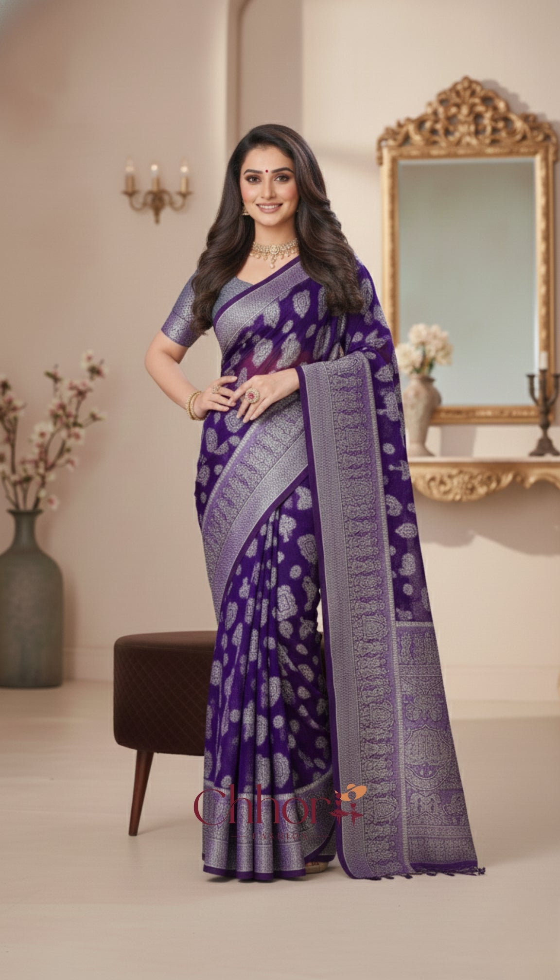 The Doli Fancy Saree: Luxurious Purple Party Wear