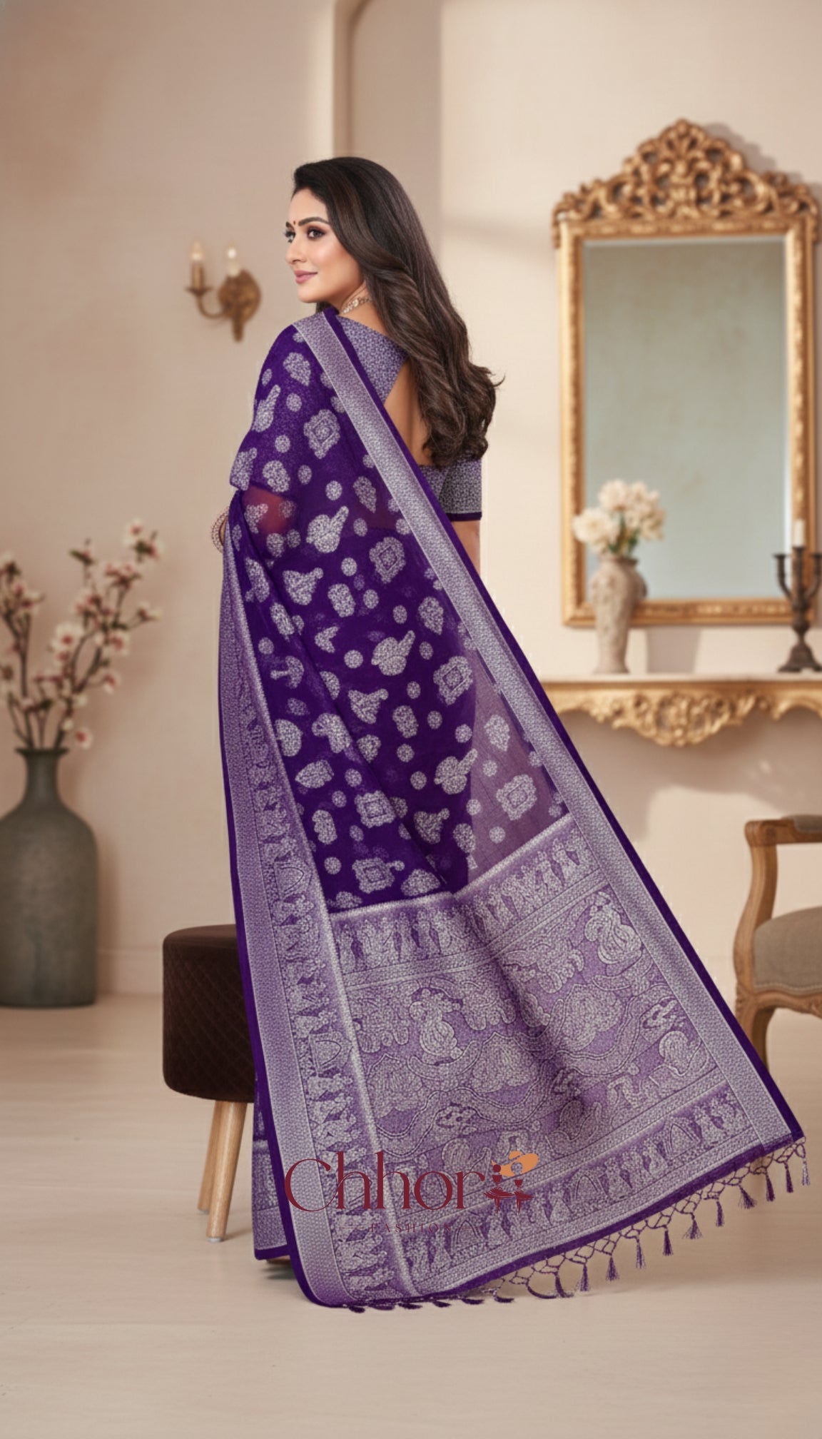 The Doli Fancy Saree: Luxurious Purple Party Wear