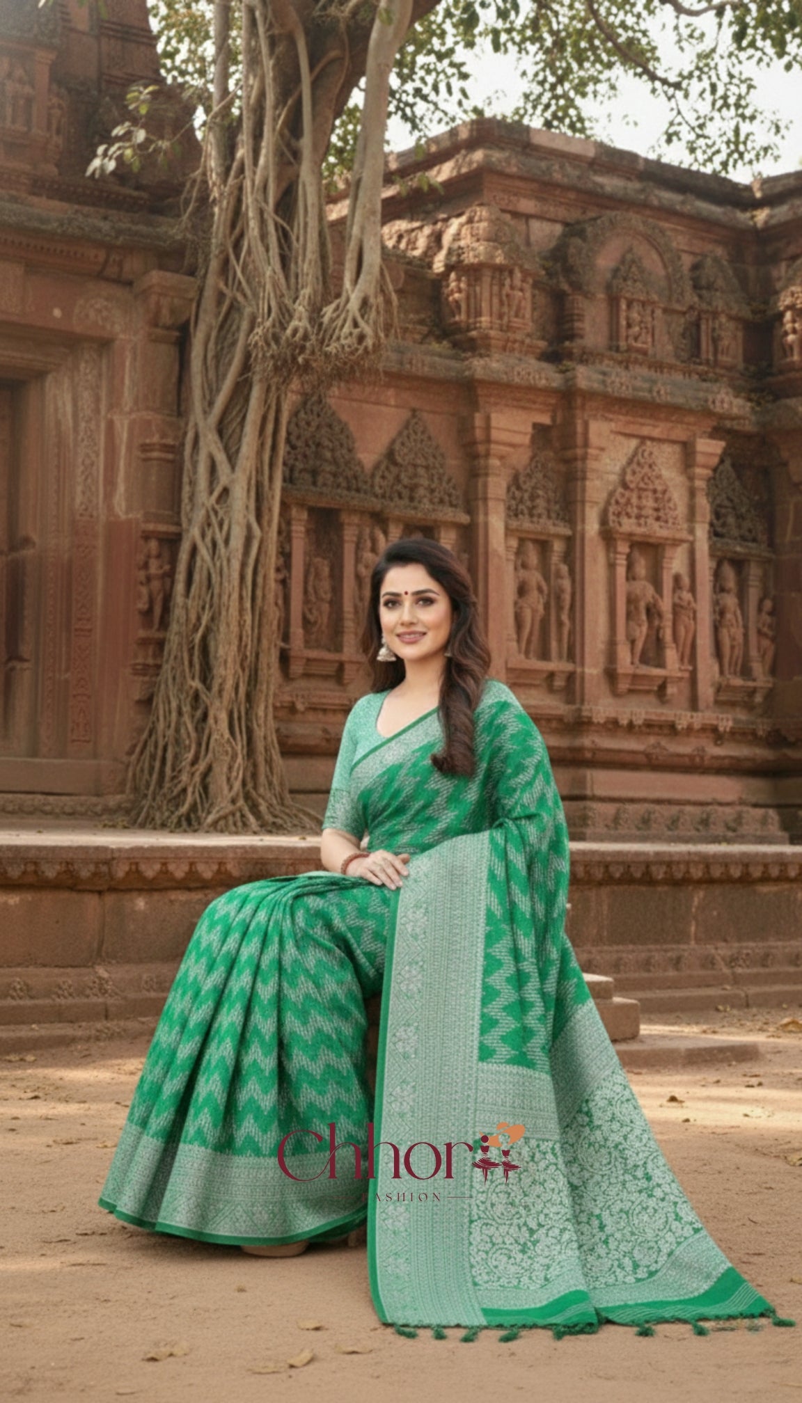 The Lahariya Green Saree: Softness Meets Sparkle!