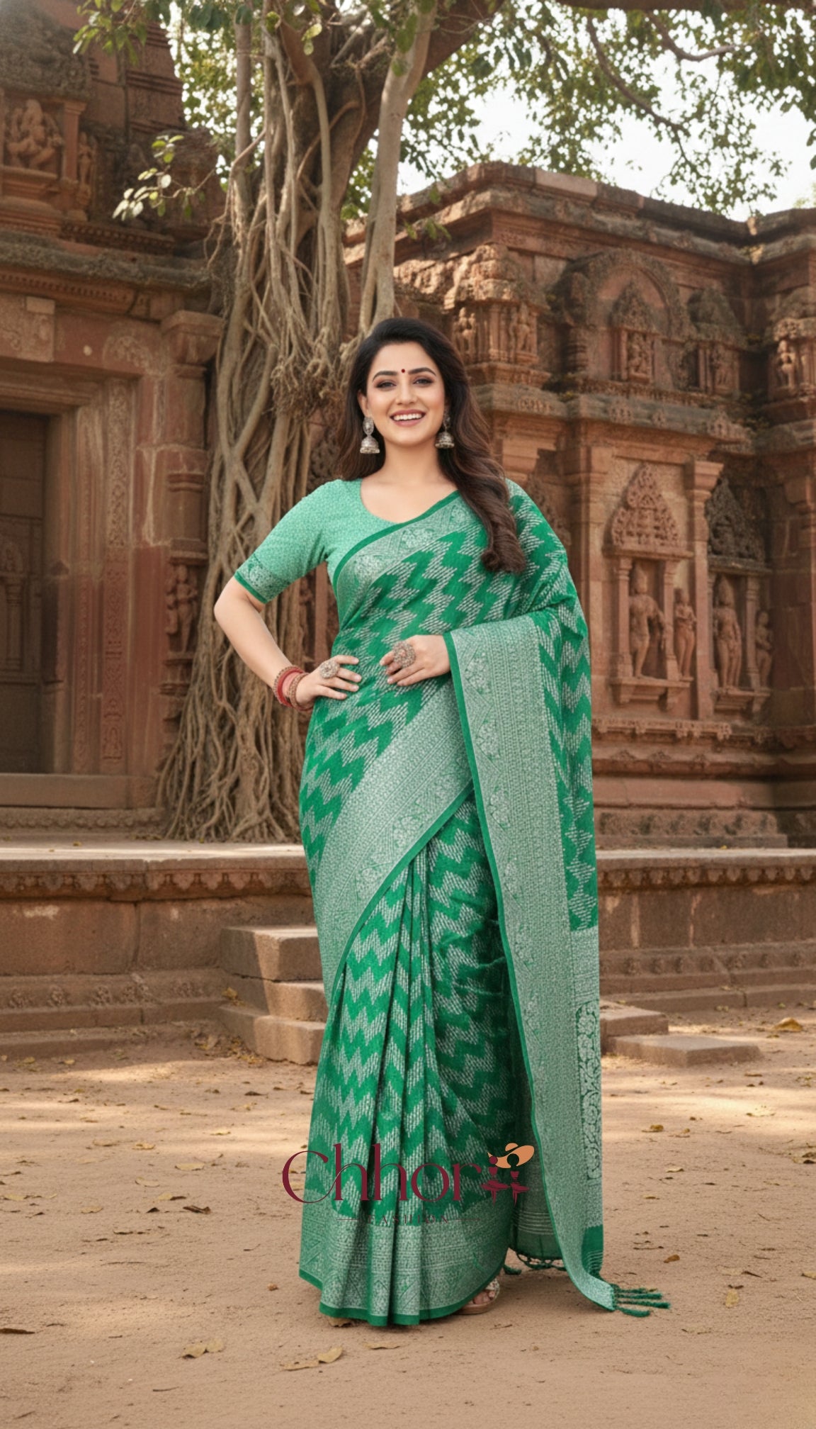 The Lahariya Green Saree: Softness Meets Sparkle!
