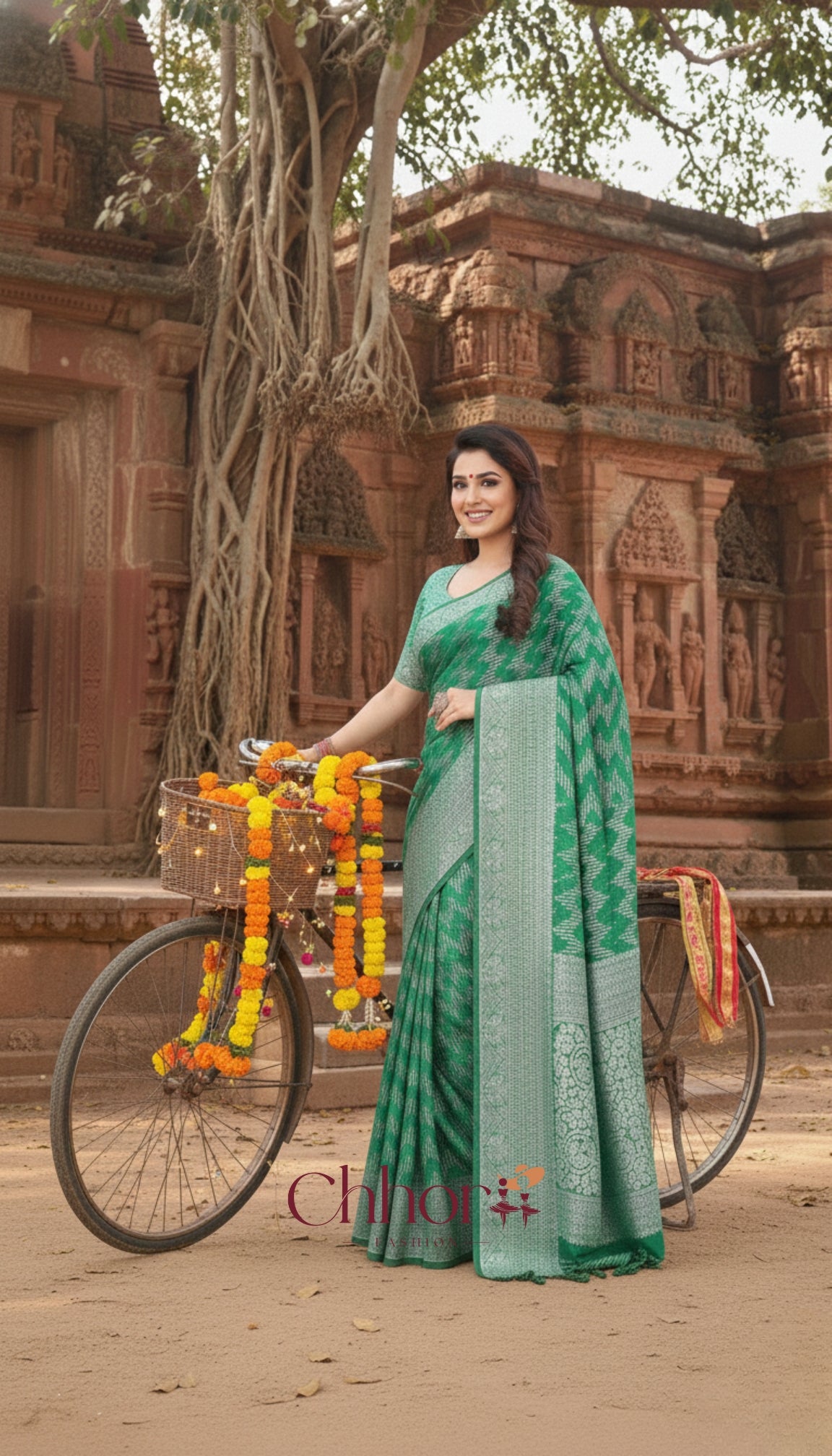 The Lahariya Green Saree: Softness Meets Sparkle!