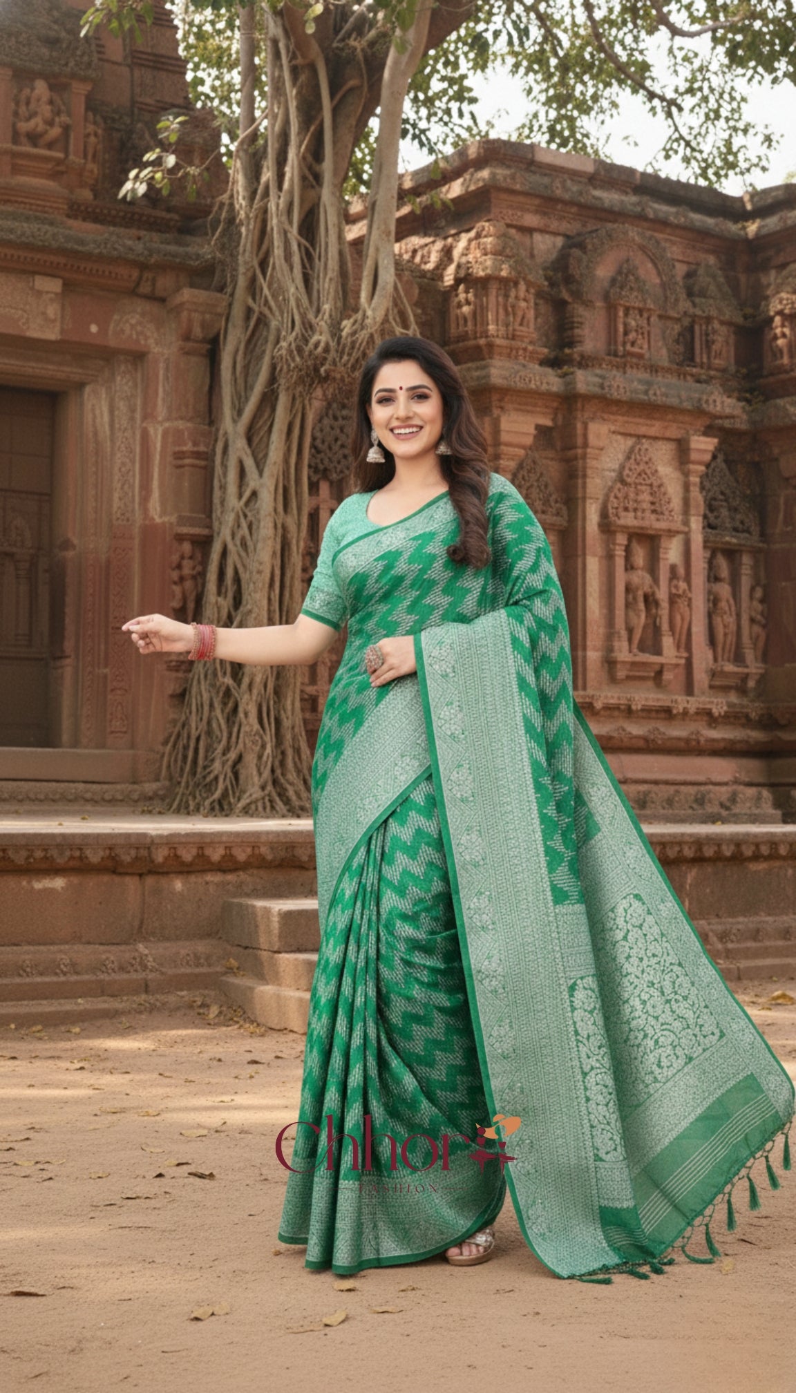 The Lahariya Green Saree: Softness Meets Sparkle!