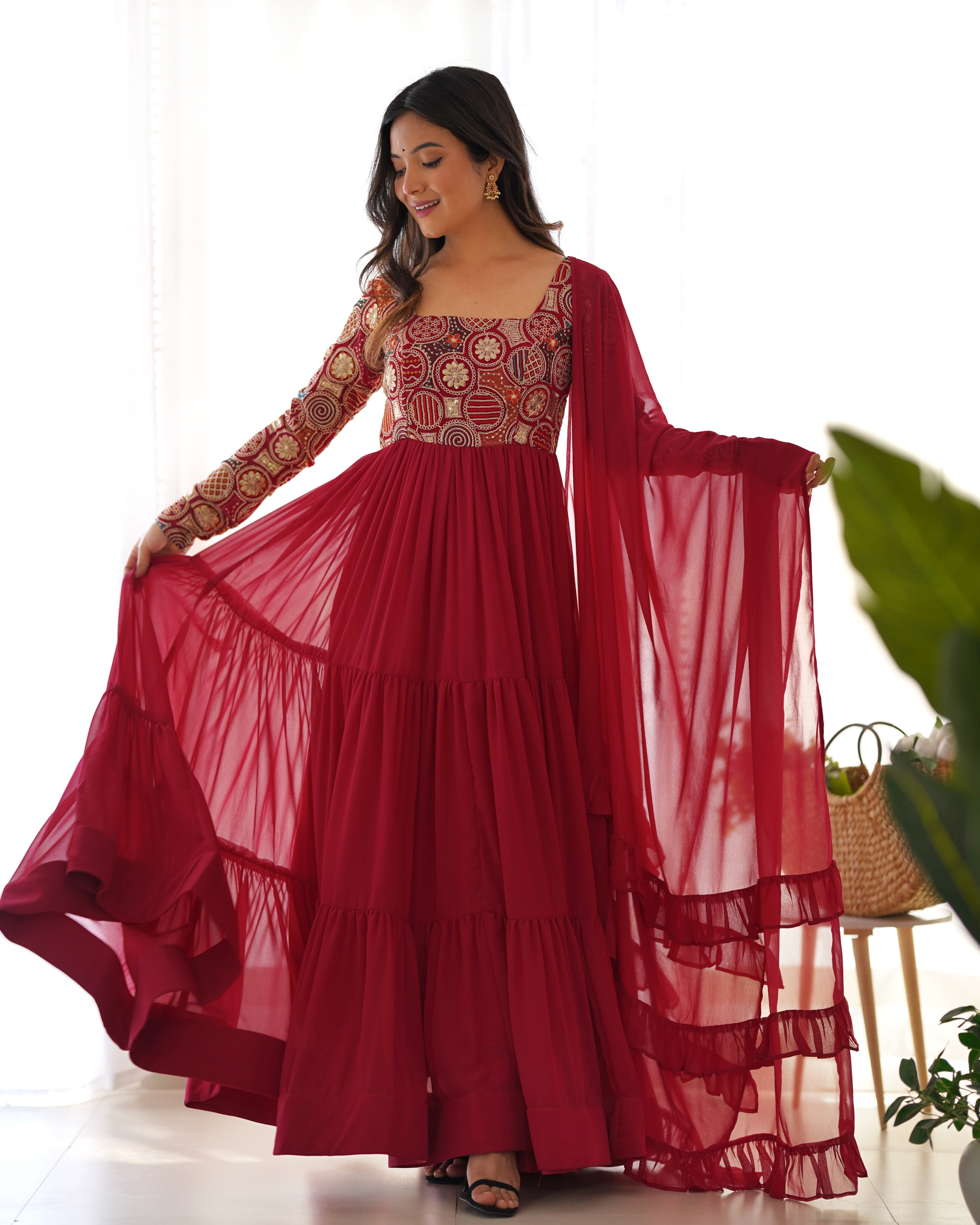 Chhorii Premium Red Anarkali Suit Set