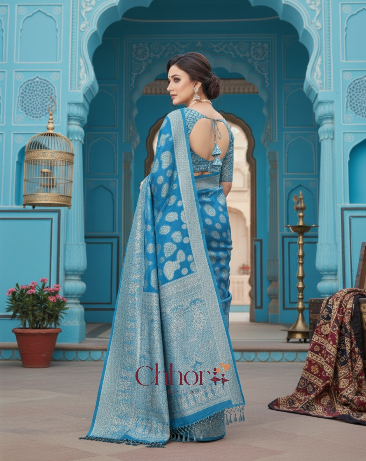 Fox Georgette doli sajan agua blue soft saree | chhorii fashion